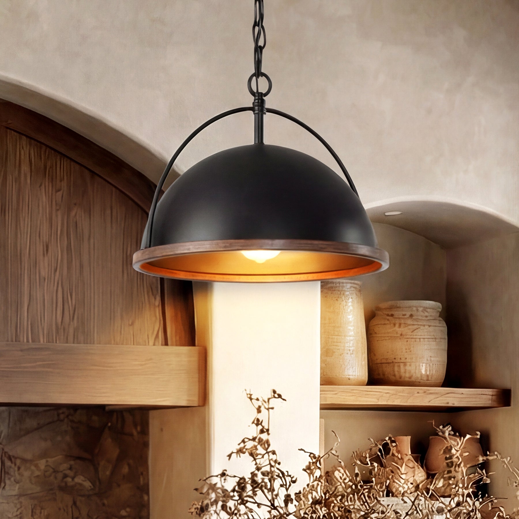 33 cm Metalen Hanglamp met Verstelbare Hoogte, Industriële 1-Lichts Lamp voor Woonkamer Keuken Slaapkamer