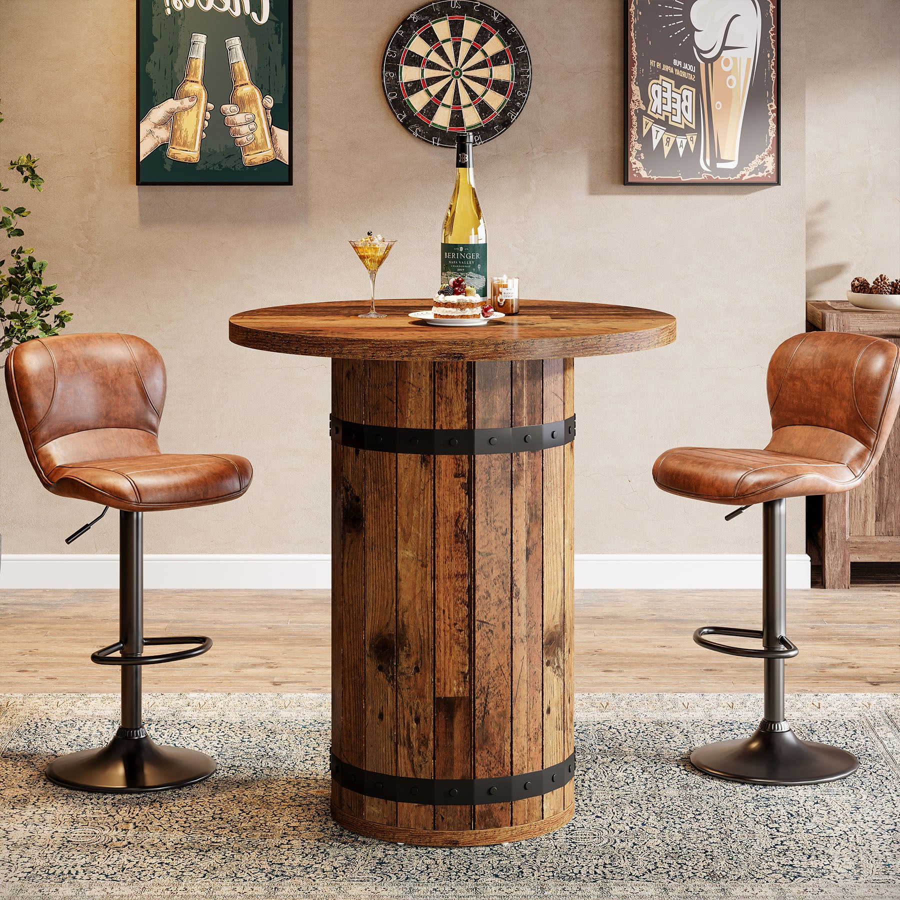 100 cm Tribesigns Ronde Bartafel, Bistrotafel voor Keuken en Woonkamer