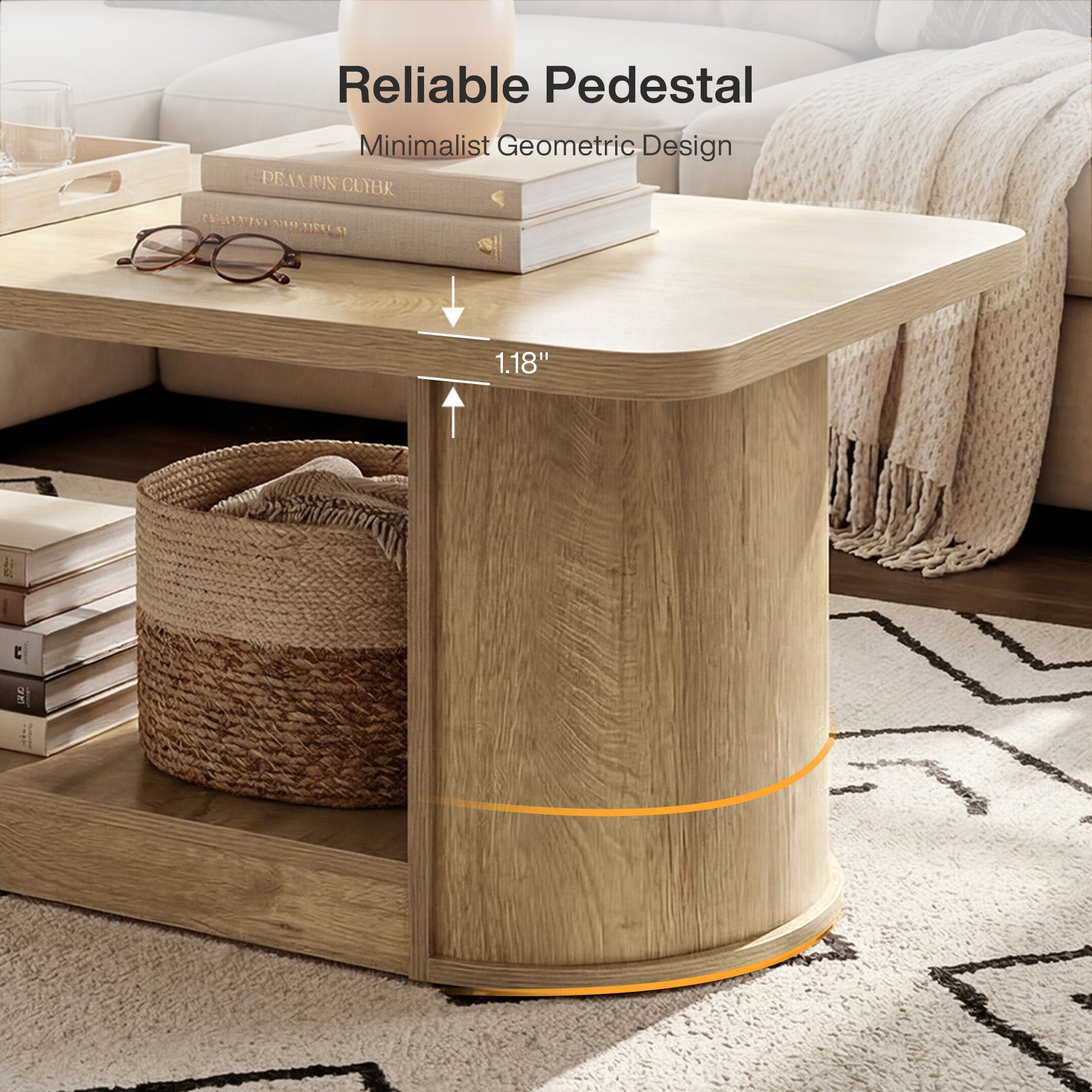 120 cm Salontafel, Moderne Tafel met 2 Niveaus en Opbergruimte voor Woonkamer Slaapkamer