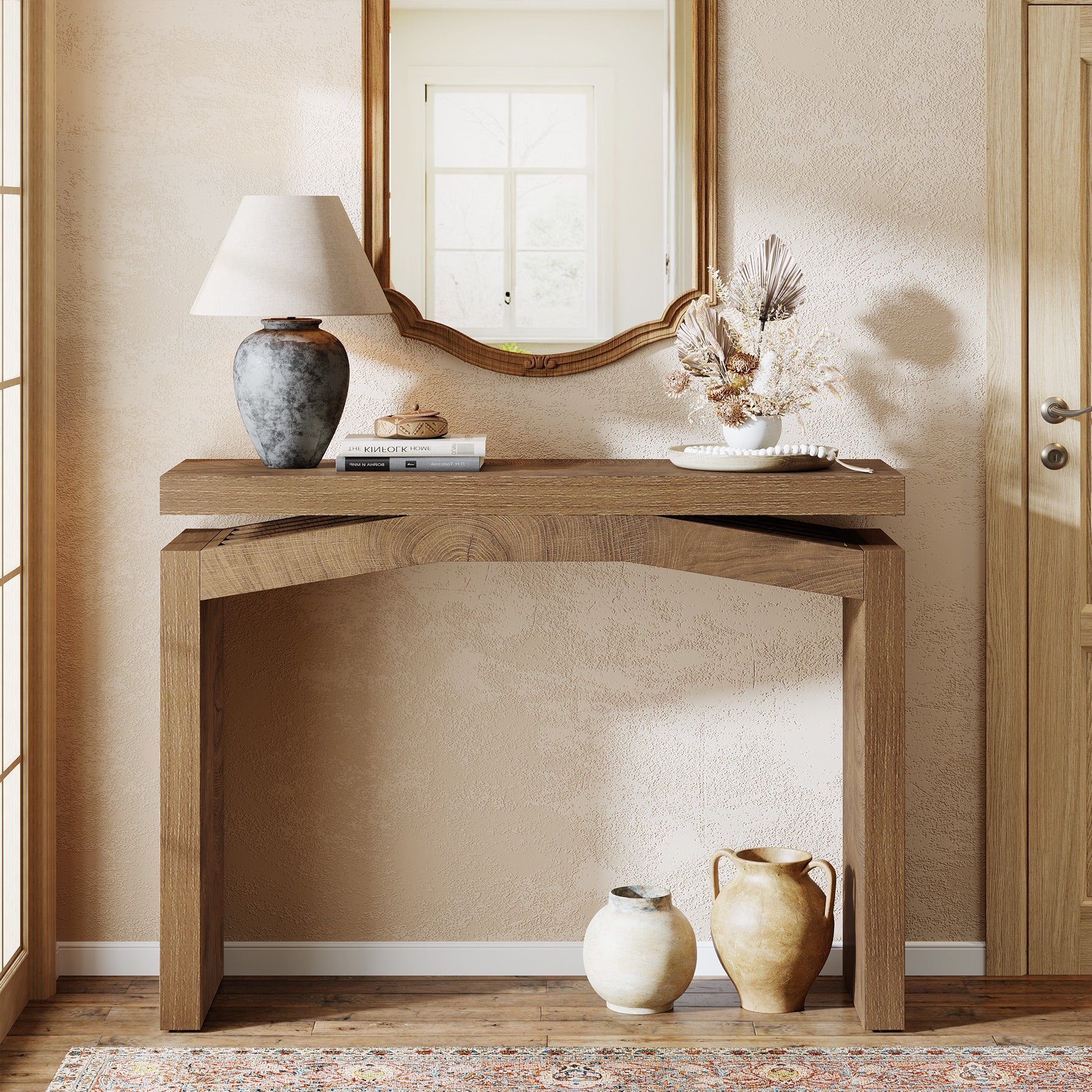 102 cm Consoletafel voor Hal en Entree, Landelijke Smalle Sofa Tafel voor Woonkamer