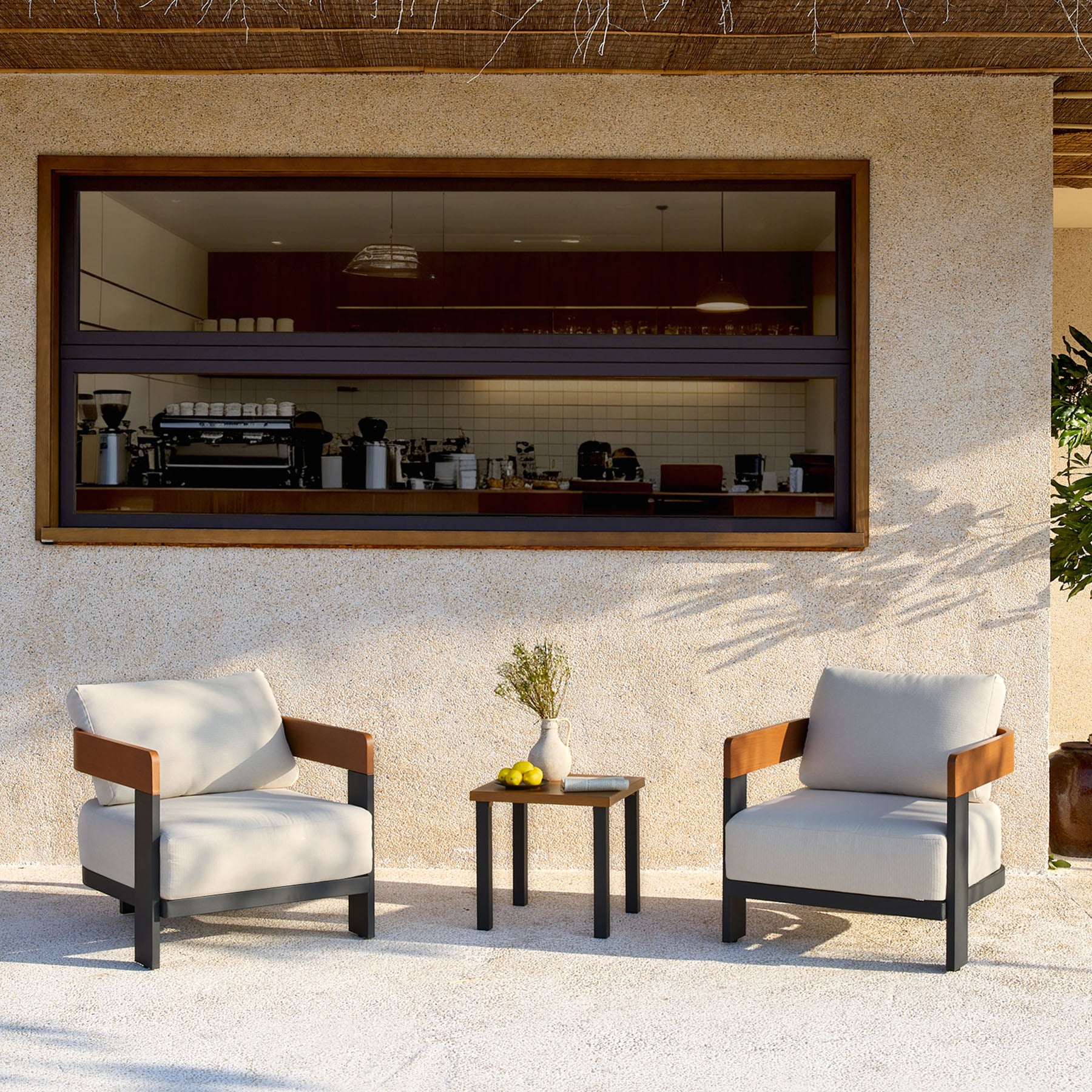 Buiten Lounge Stoel, Terras Fauteuil met Kussens en Aluminium Frame
