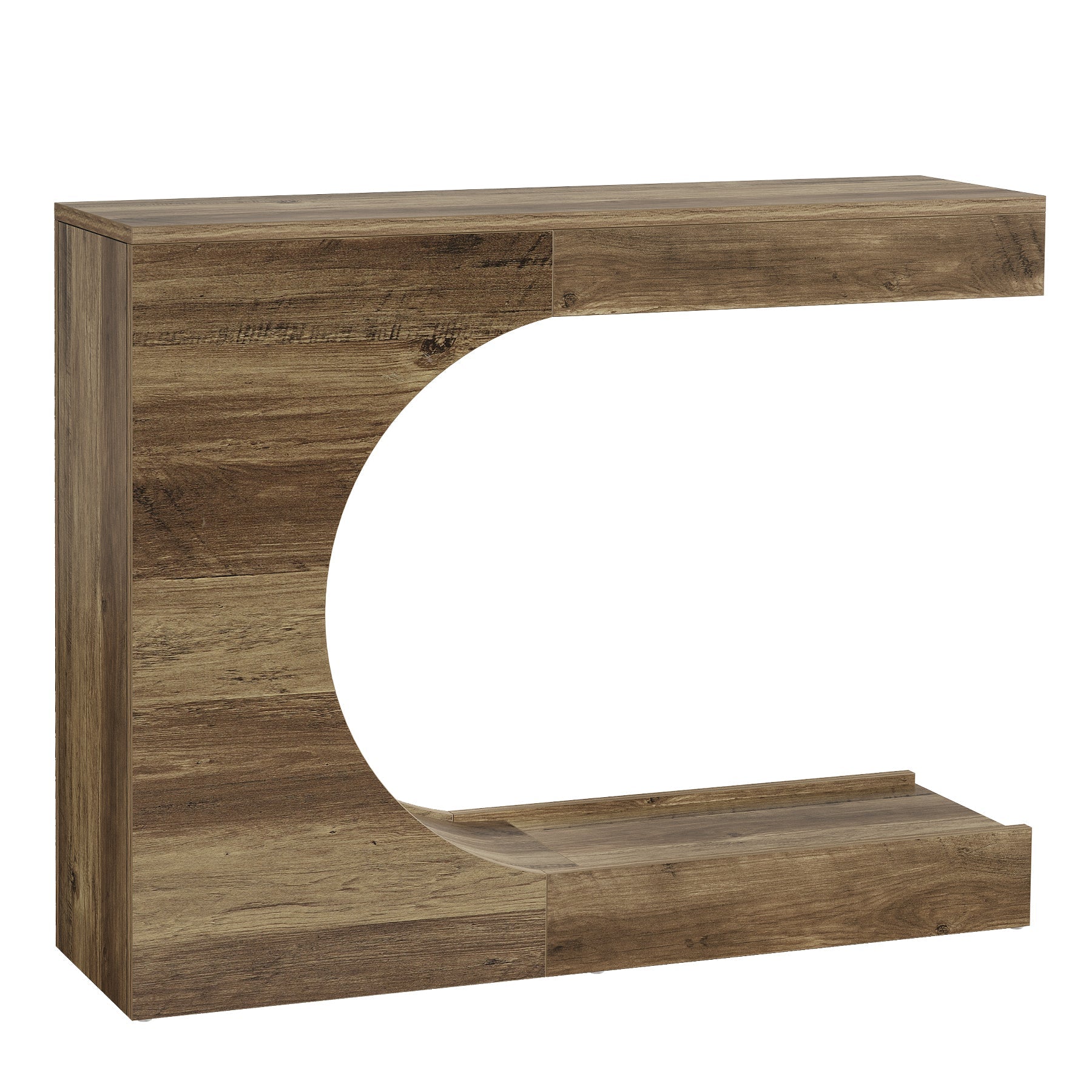 Tribesigns 100 cm Consoletafel, C-vormige Haltafel met 2 Legplanken in Moderne Landelijke Stijl