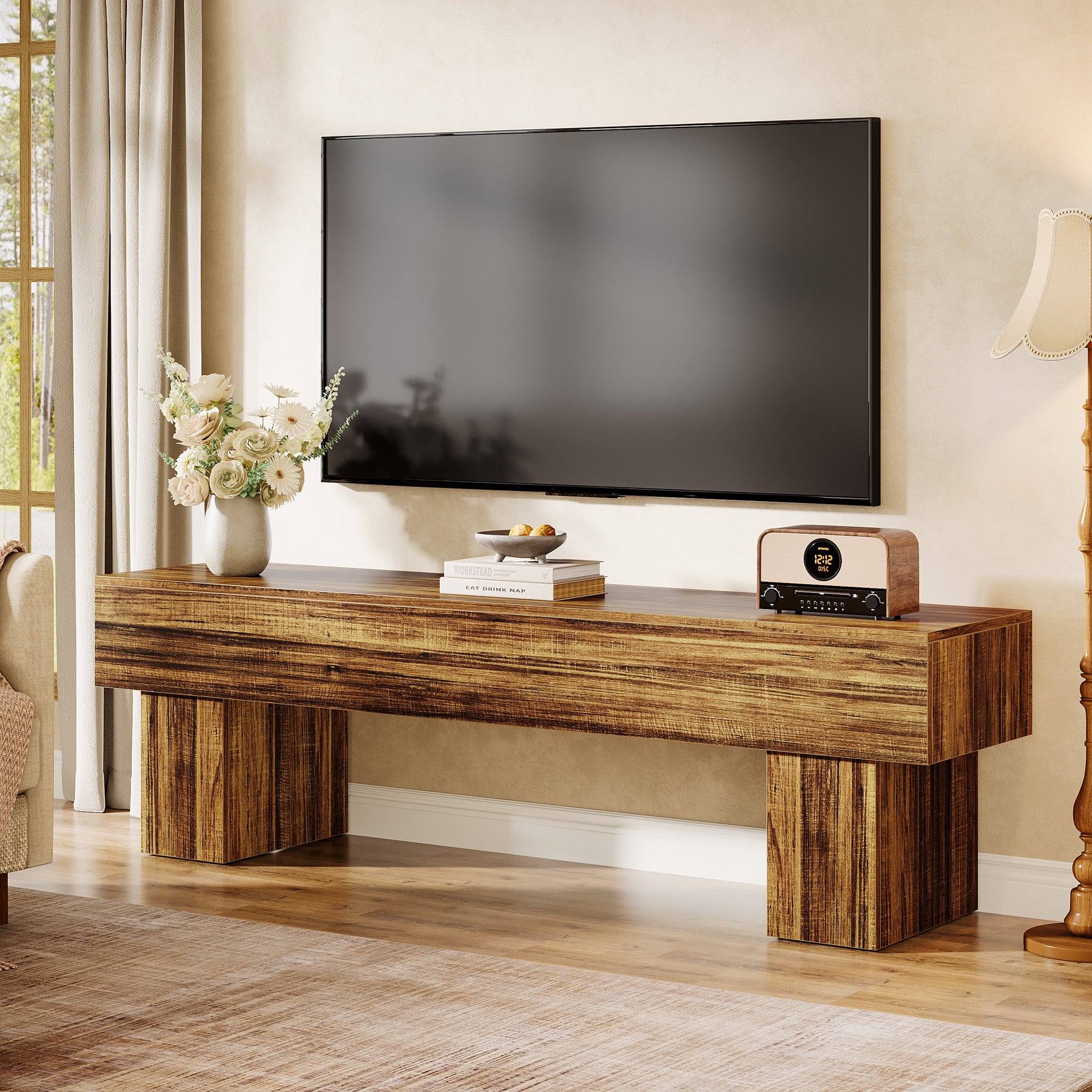 Tribesigns 160 cm TV-meubel, Farmhouse Entertainment Center voor Woonkamer en TV