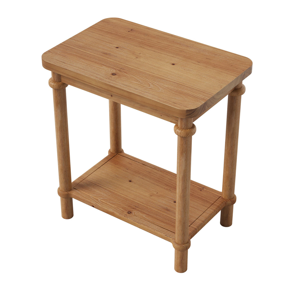Tribesigns Massief Houten Bijzettafel met Opbergruimte, Landelijk Nachtkastje met 2 Niveaus en Open Planken