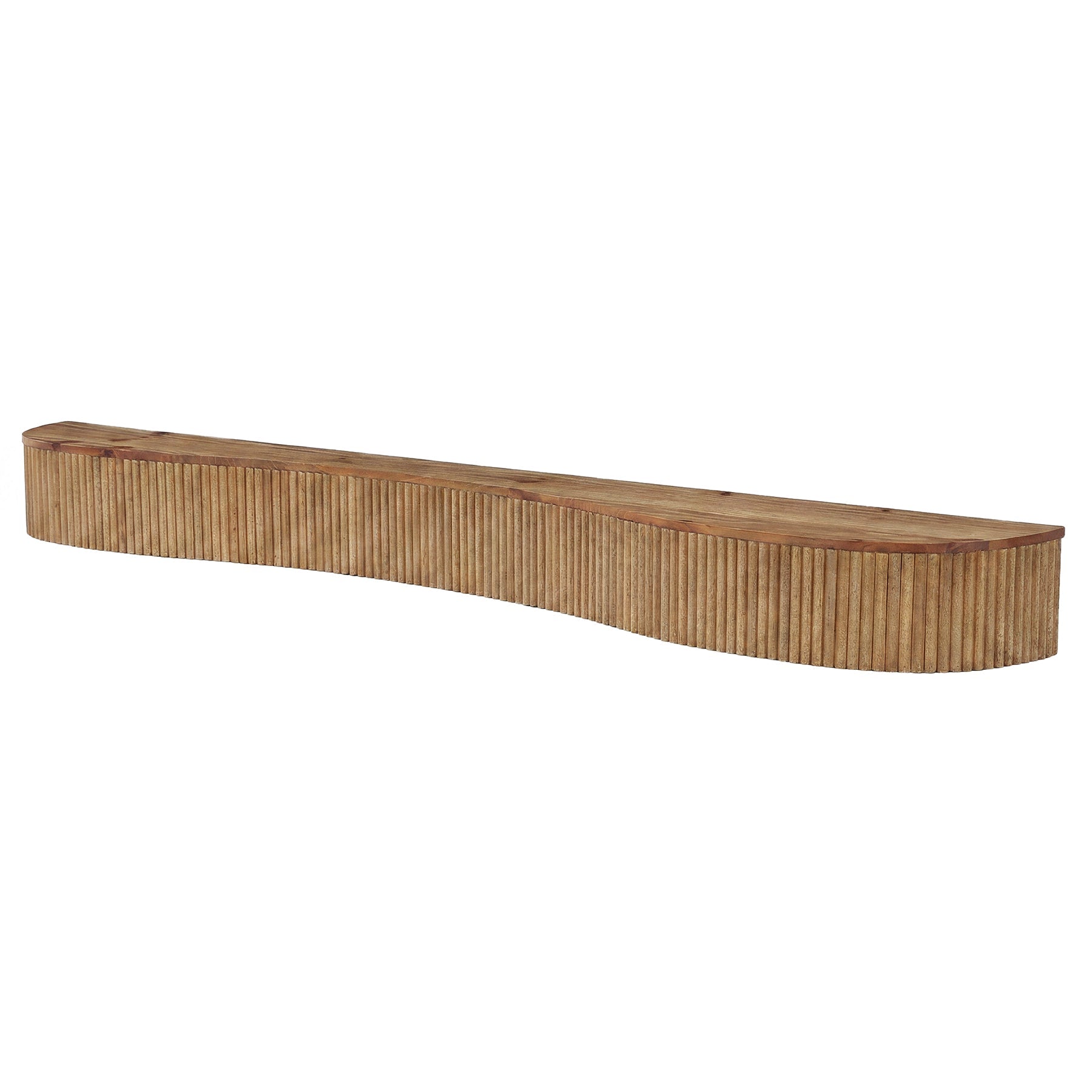 Tribesigns 180 cm Zwevende Wandplank van Massief Hout met Geribbeld Design, Schouwplank voor Woonkamer