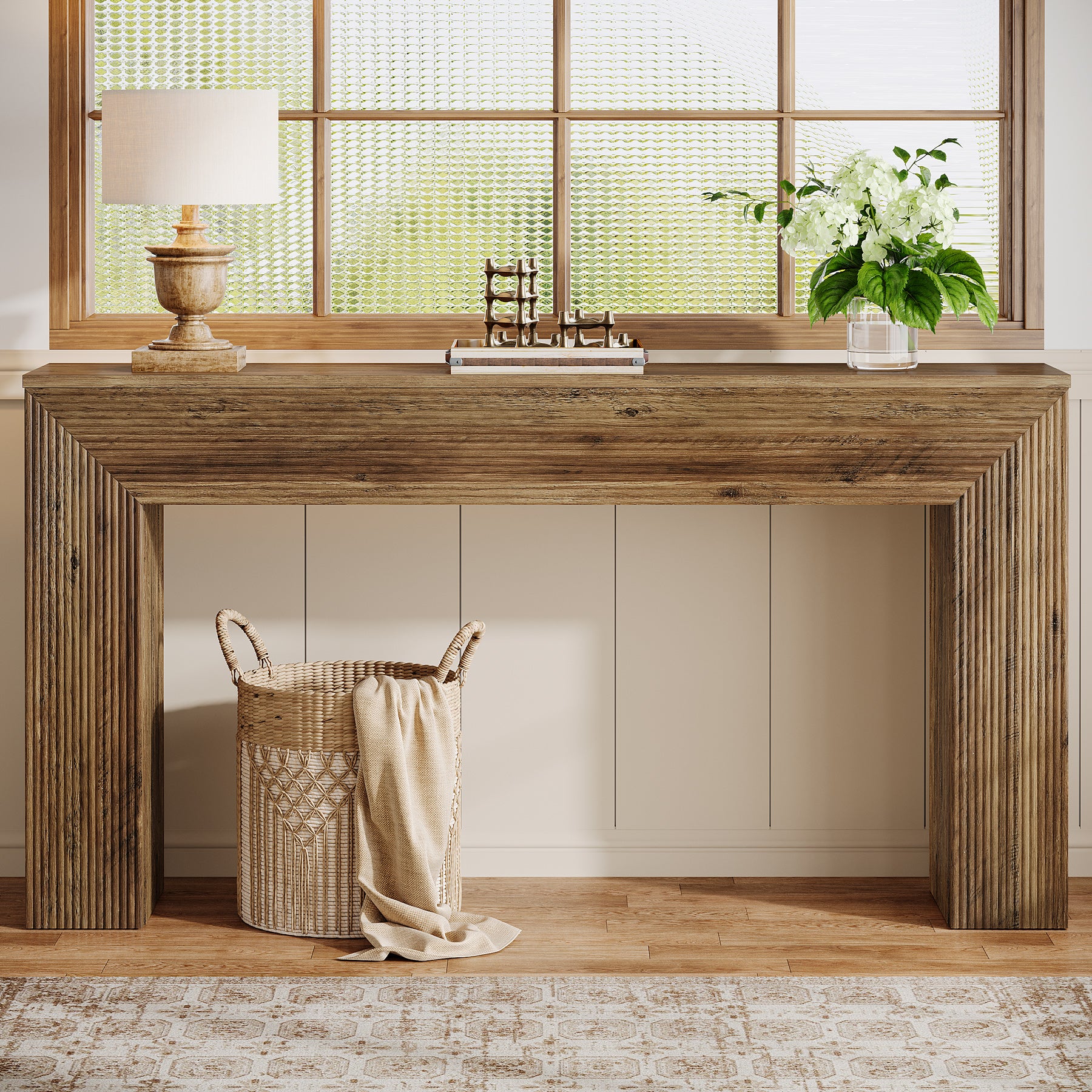 160 cm Industriële Consoletafel in Rustiek Bruin, Lange Haltafel