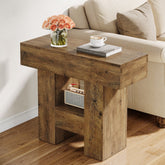 31.5" End Table, Farmhouse Sofa Side Table with 2 - Tier Shelf and Heavy Duty Base Tribesigns 3