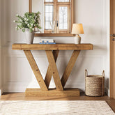 119 cm Massief Houten Salontafel, Smalle Vintage Banktafel voor Hal 3