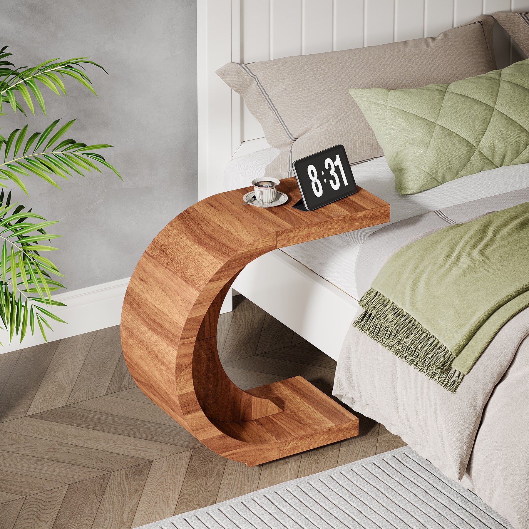 65 cm C-Vormige Bijzettafel, Tribesigns Smalle Sofa Tafel voor Woonkamer