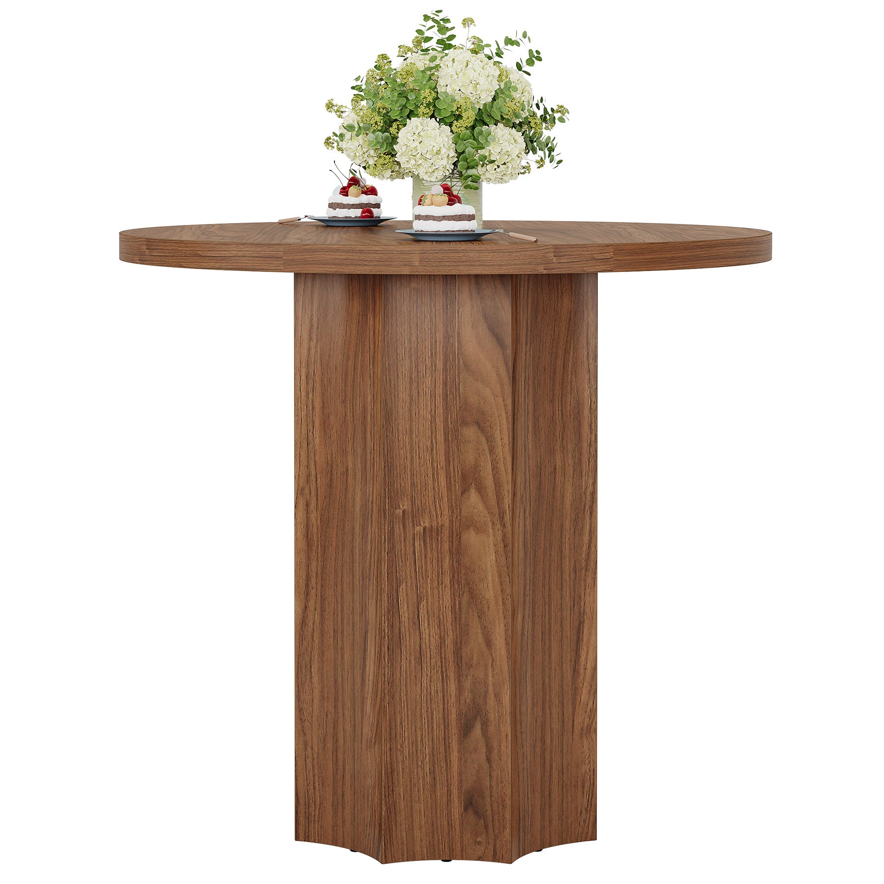 Tribesigns 80 cm Ronde Tafel voor 2 Personen, Eettafel of Bijzettafel in Notenhout