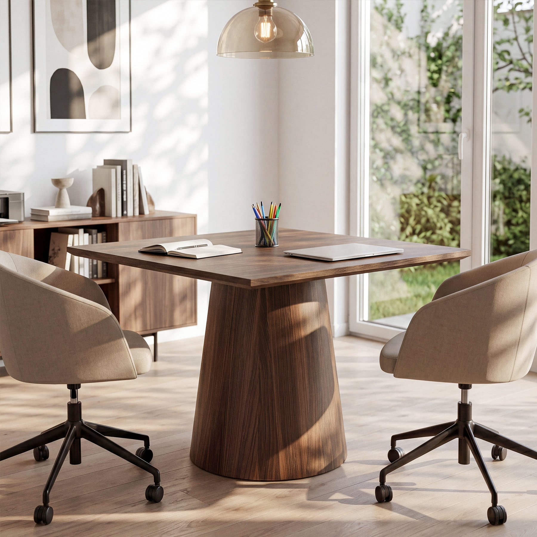 80 cm Tribesigns vierkante vergadertafel met verdikt tafelblad, houten kantoortafel voor 4 personen