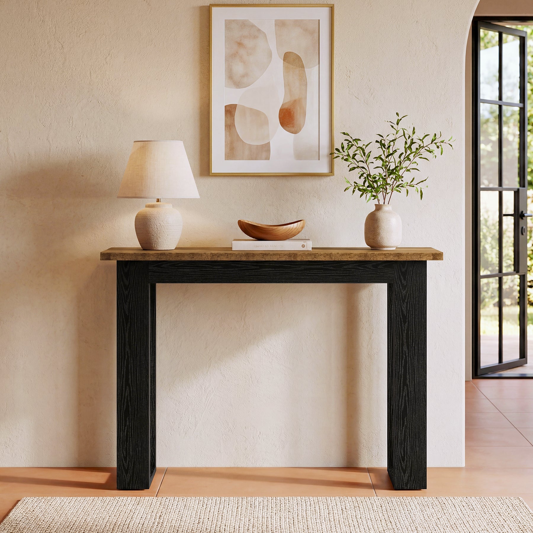 Tribesigns Smalle Consoletafel 105 cm, Industriële Haltafel met Opbergrek