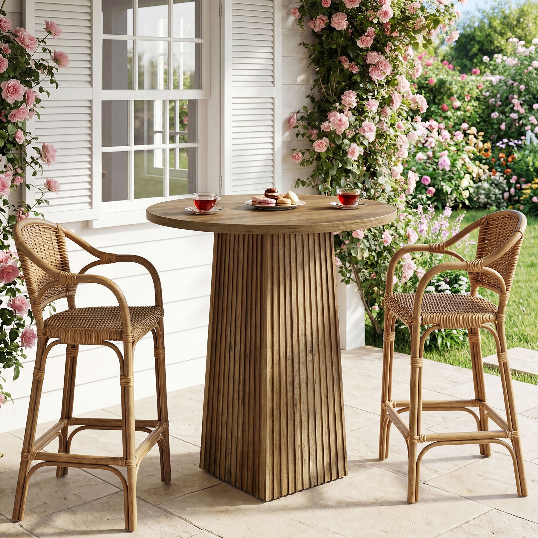 80 cm Tribesigns Ronde Eettafel, Houten Pedestal Tafel voor 2 Personen