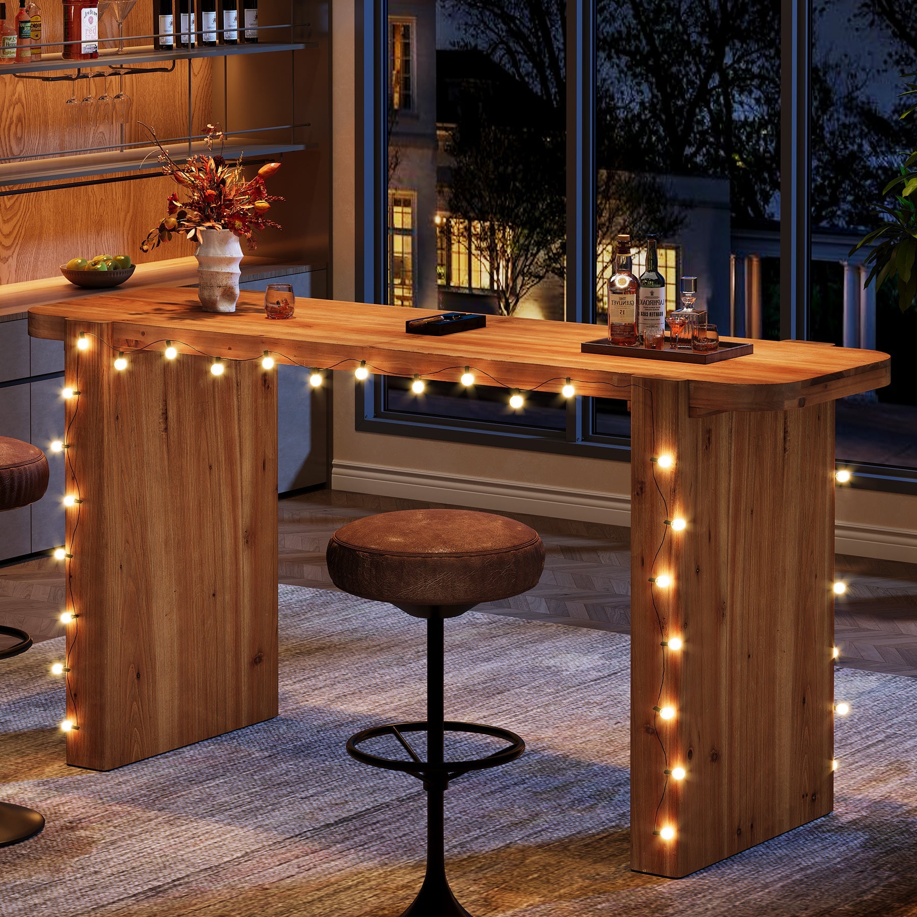 Tribesigns massief houten bartafel 160 cm, hoge tafel voor 4–6 personen, rechthoekige statafel in industriële stijl