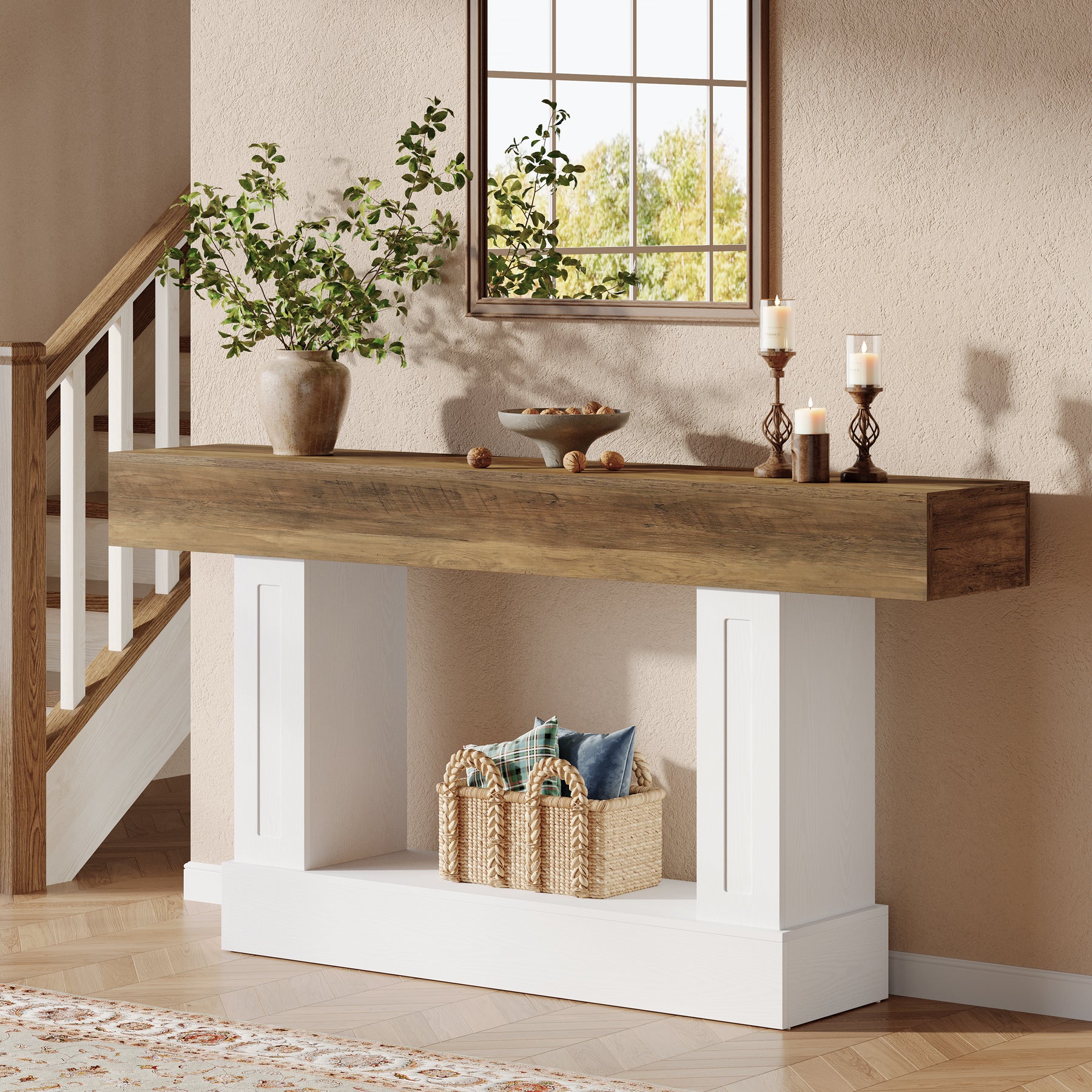 160 cm Tribesigns landelijke consoletafel met open opbergruimte, smalle sidetable voor hal en woonkamer