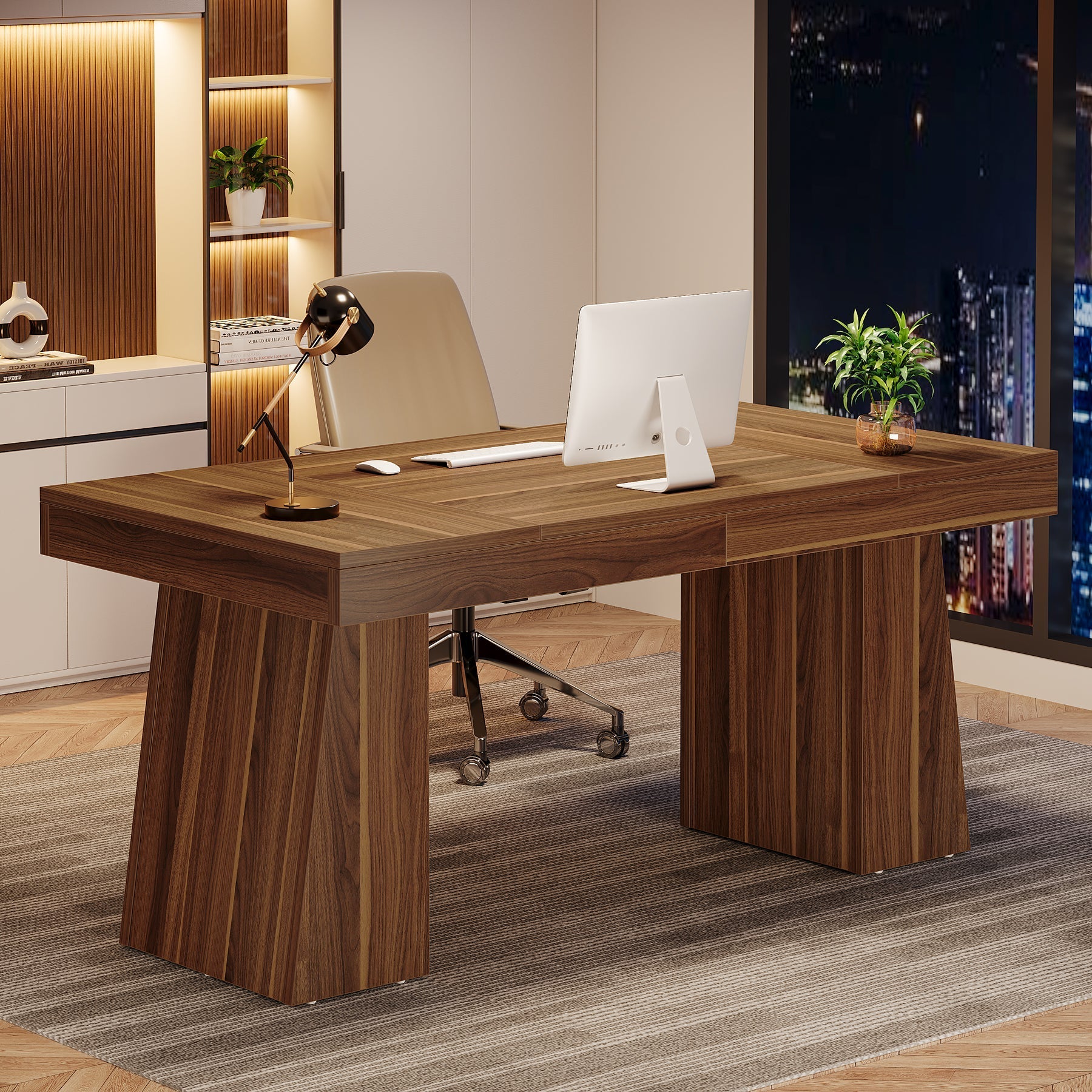 140 cm Modern Houten Computerbureau voor Thuiskantoor