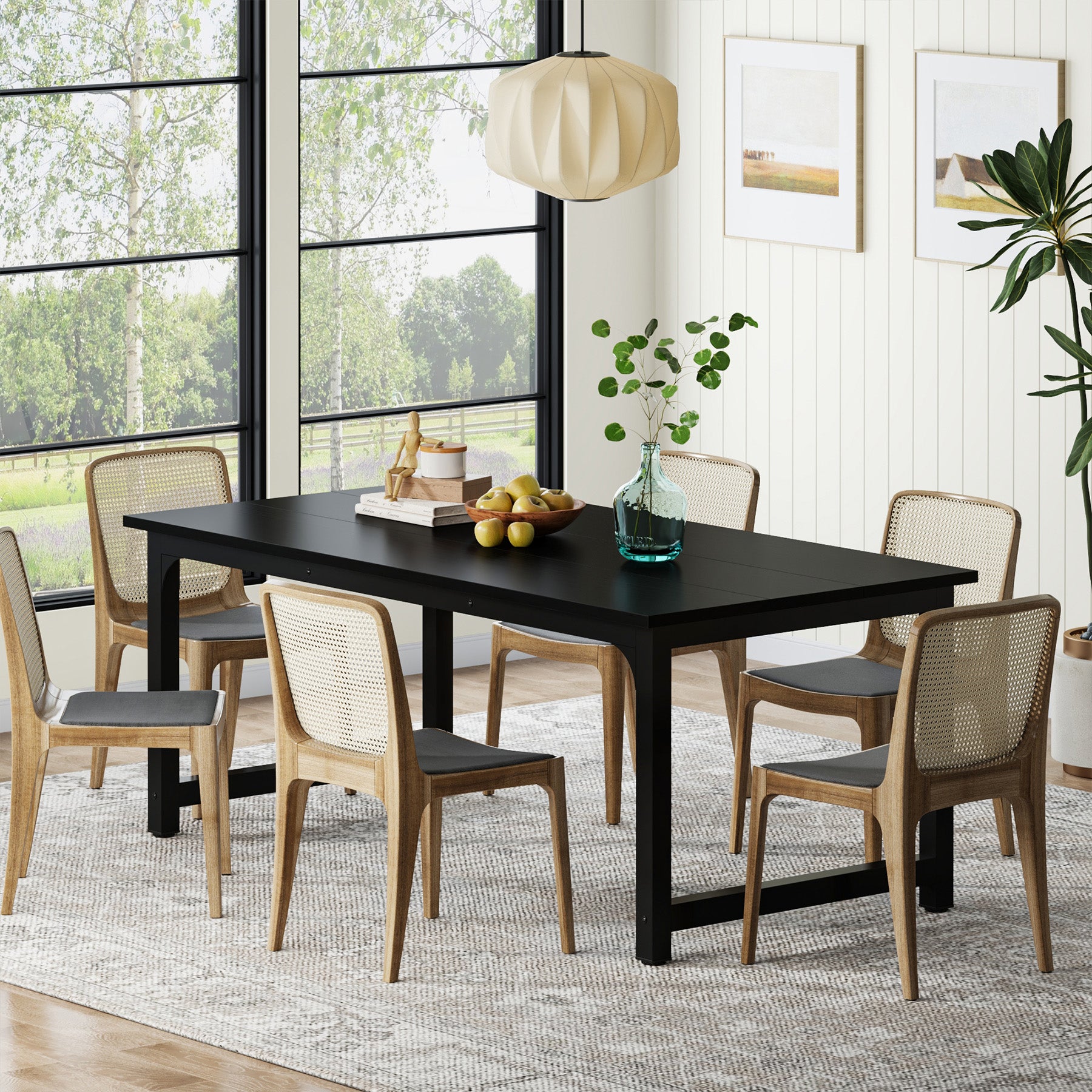 160x80 cm Industriële Eettafel, Landelijke Bruine Tafel voor 4-6 Personen met Metaal Frame
