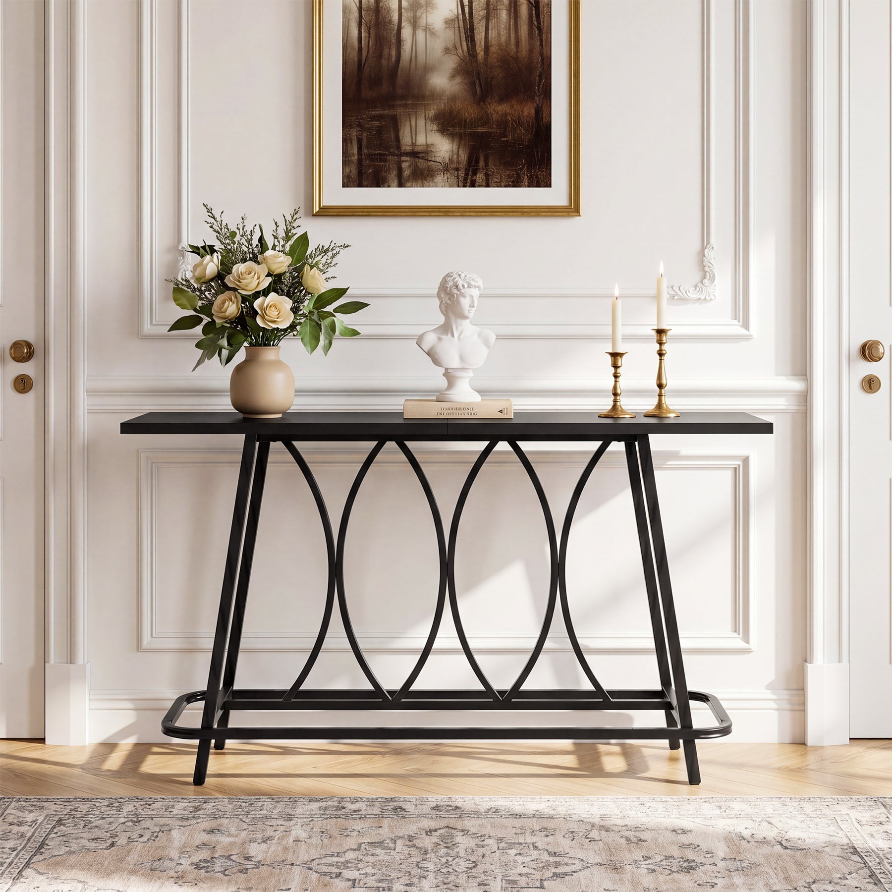 Tribesigns consoletafel 160 cm in moderne landelijke stijl, smalle haltafel met metalen frame