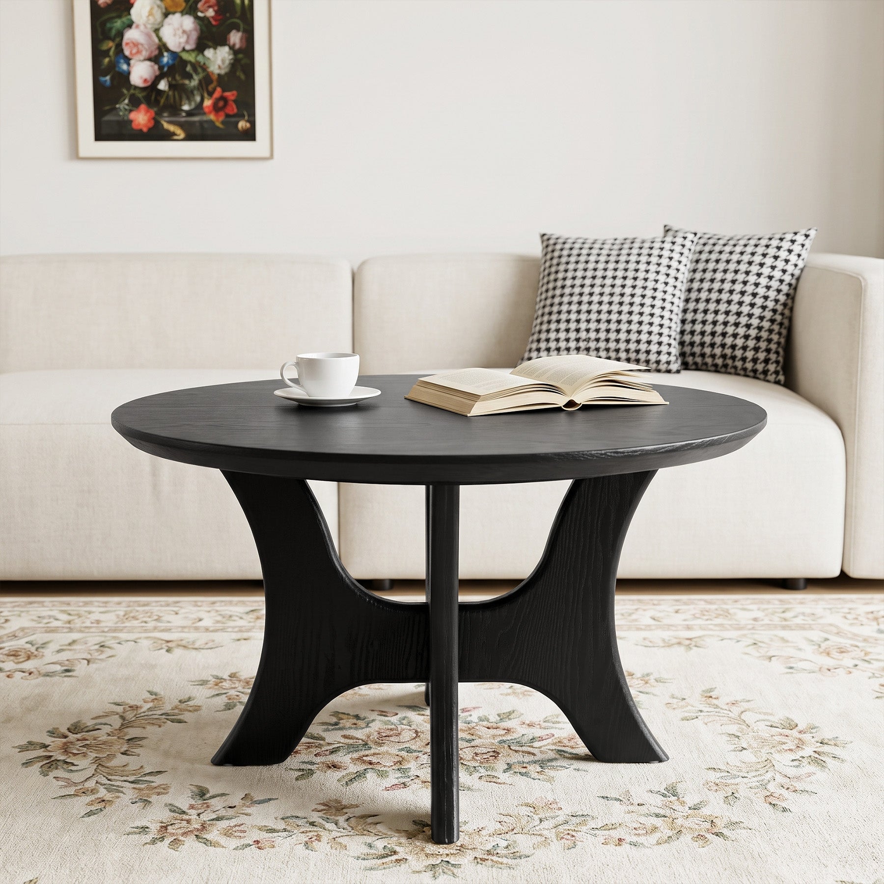 Tribesigns ronde salontafel 79 cm, moderne woonkamertafel met stabiel kruisonderstel