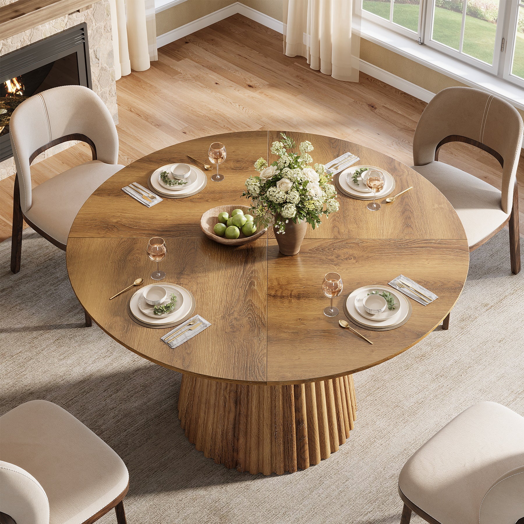 Tribesigns 120 cm Ronde Eettafel voor 4-6 Personen