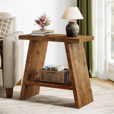 60 x 30 cm Tribesigns smalle bijzettafel van massief hout met 2-laagse opbergruimte 3