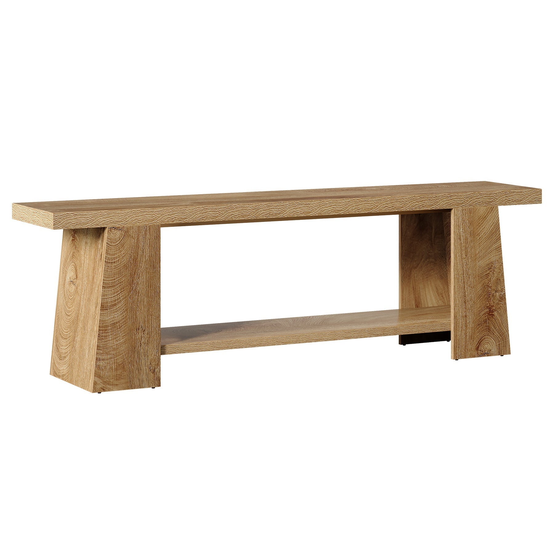 Tribesigns Schoenbank 150 cm met planken, Extra lange zitbank in landhuisstijl voor hal & slaapkamer