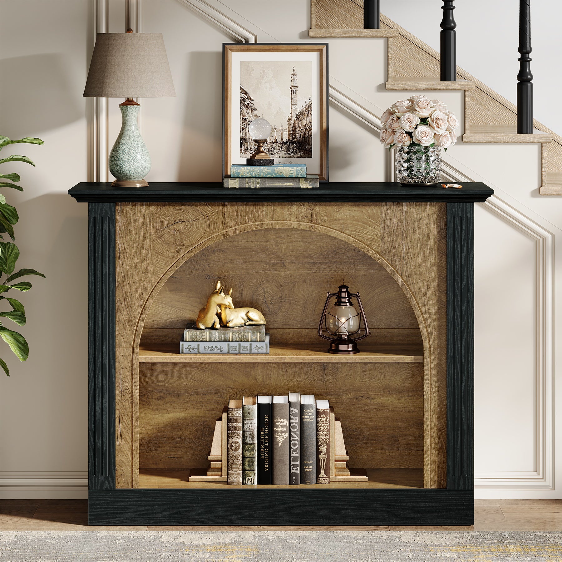 110 cm 3-Laags Consoletafel, Banktafel voor Hal met Opbergruimte