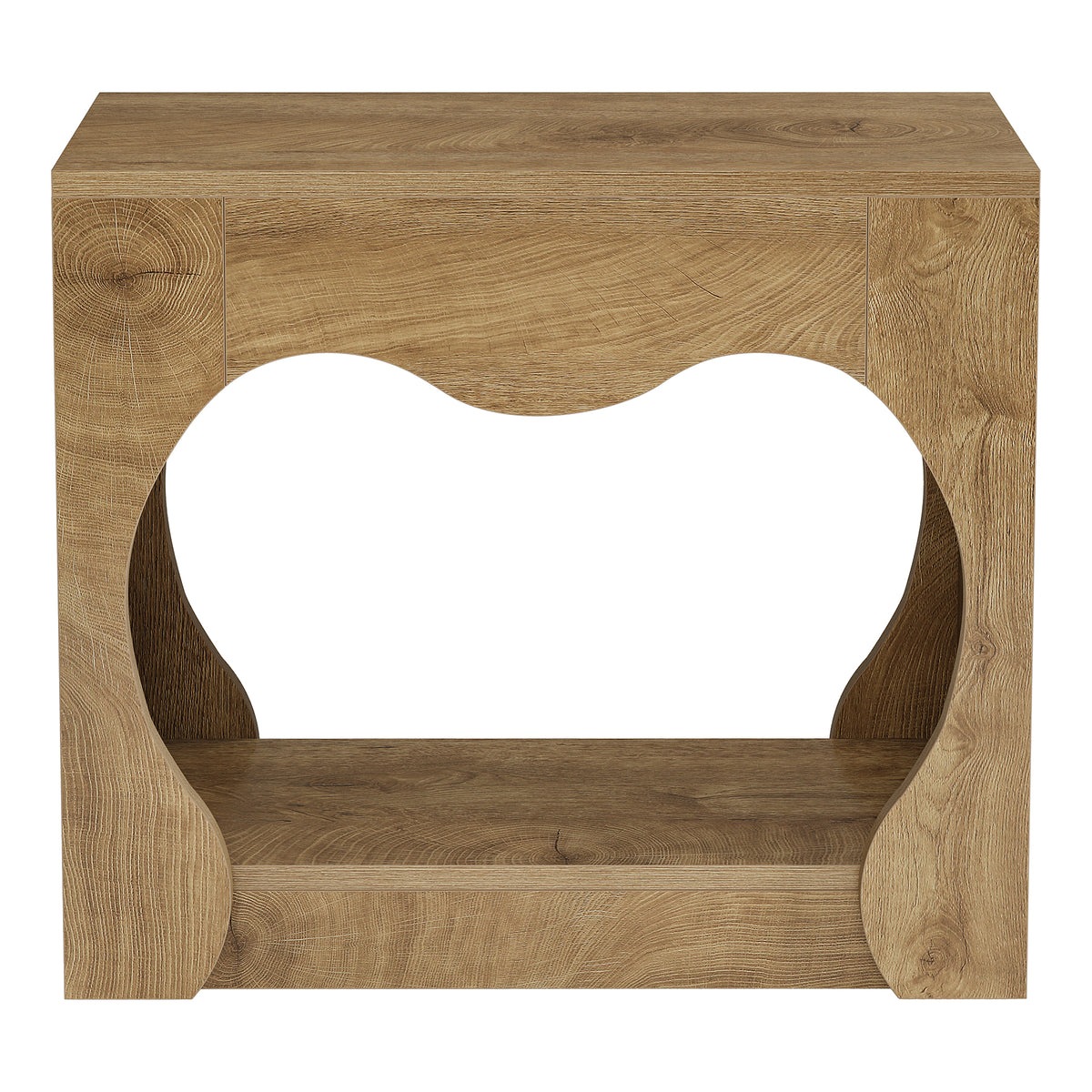 70 cm Tribesigns houten bijzettafel met 2 opbergniveaus en gebogen openingen, smalle tafel in warme houtlook voor woonkamer en slaapkamer
