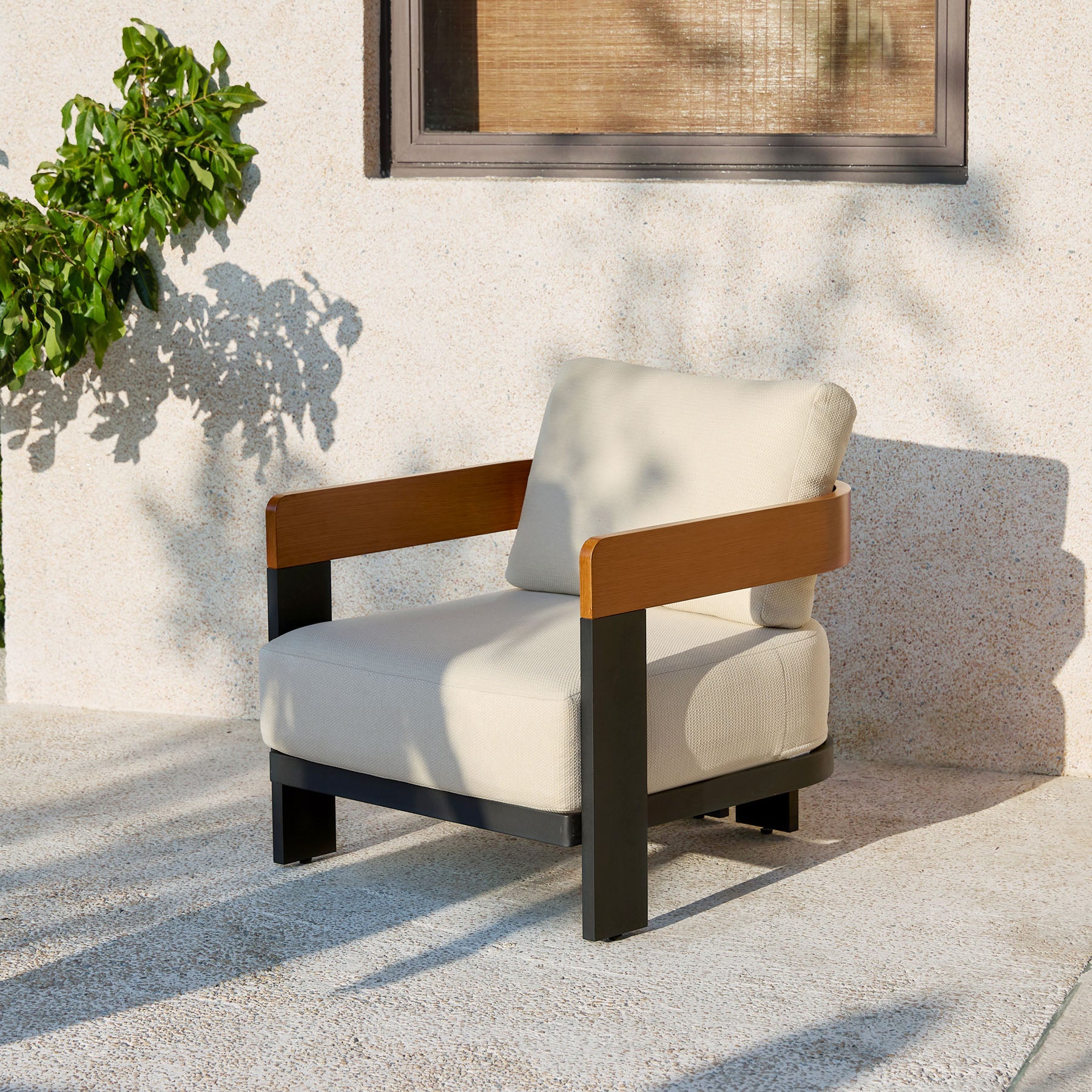 Buiten Lounge Stoel, Terras Fauteuil met Kussens en Aluminium Frame