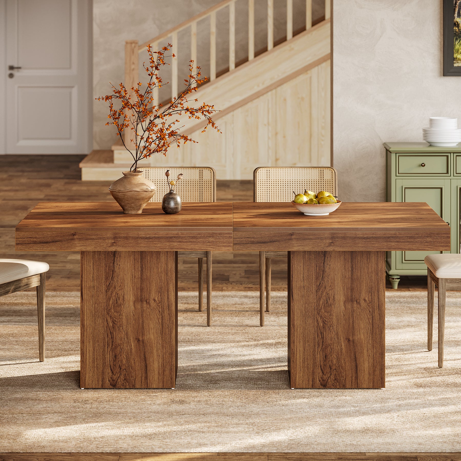 100 cm Eettafel voor 4 Personen, Vierkante Keukentafel voor Eetkamer en Woonkamer