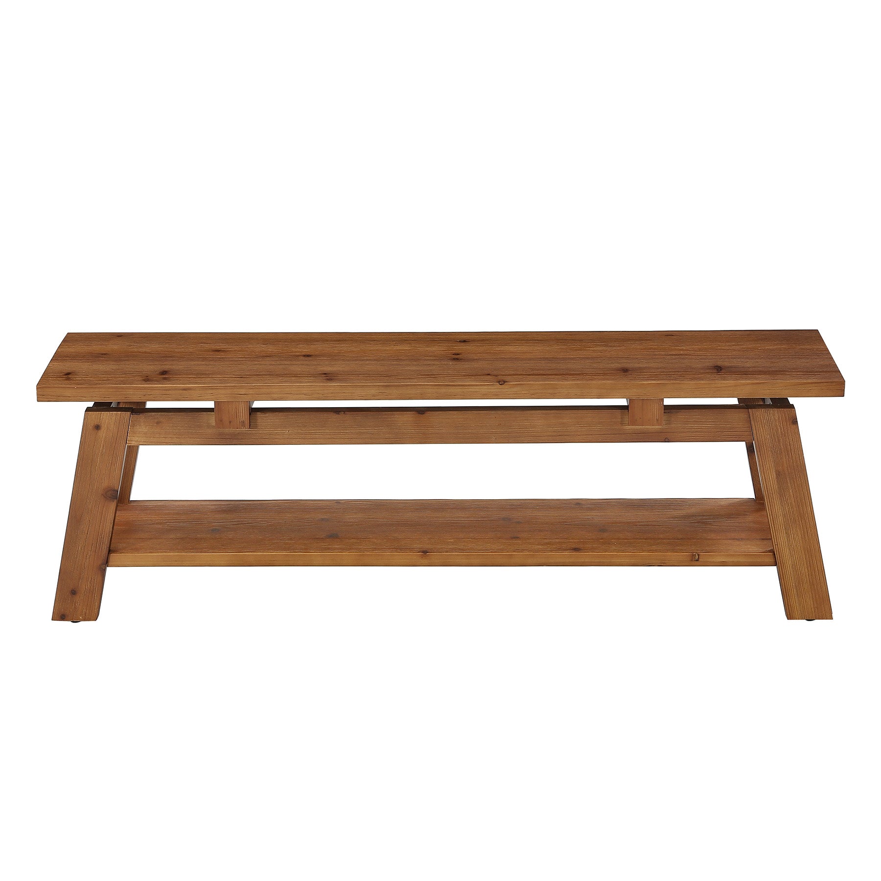 Tribesigns massief houten zitbank 140 cm met schoenenplank, houten bank voor entree en slaapkamer