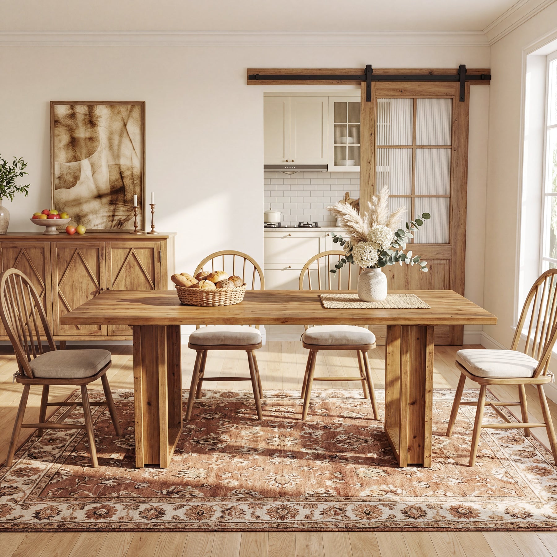 Tribesigns 160 cm massief houten eettafel, landelijke keukentafel voor 4-6 personen