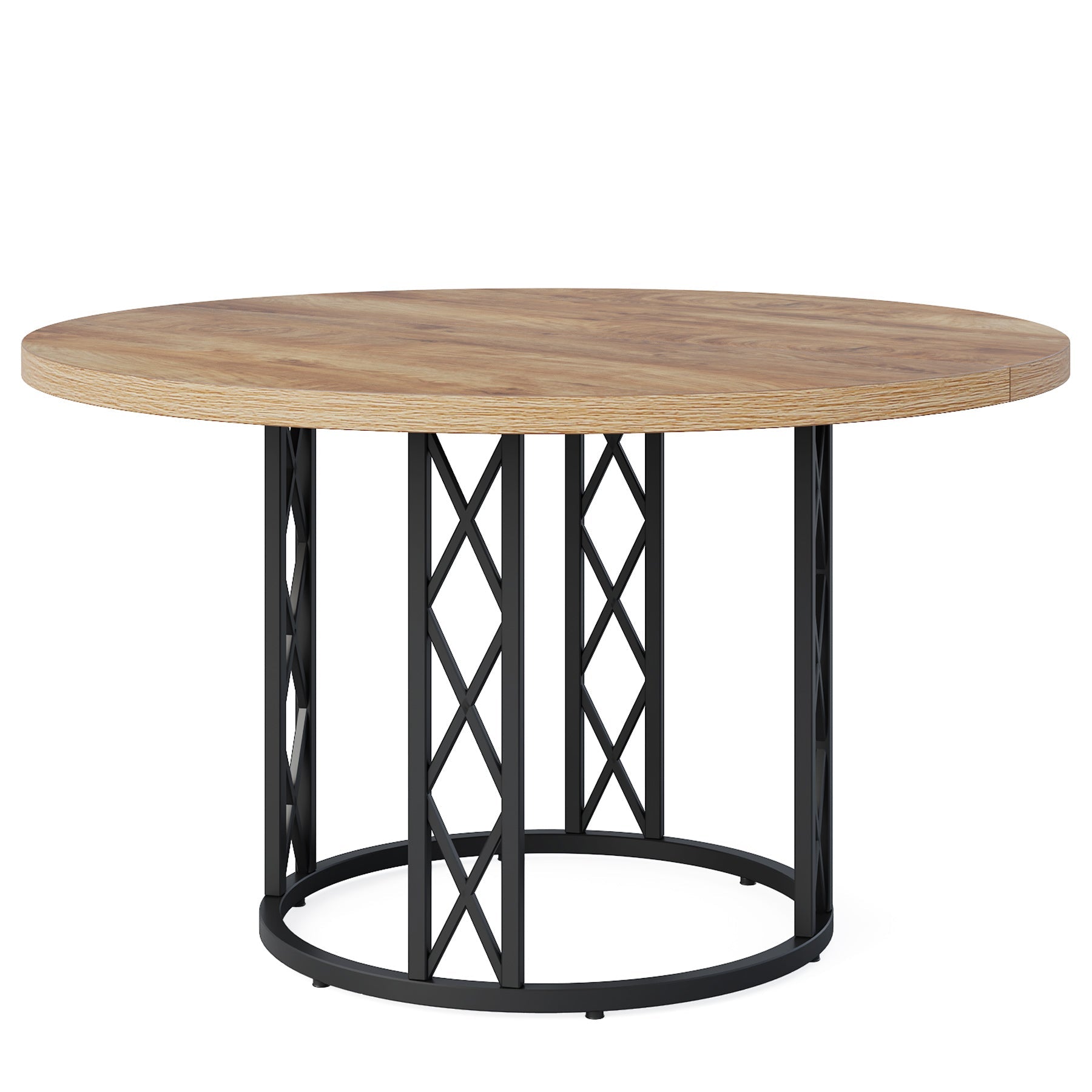 Tribesigns ronde eettafel Ø120 cm voor 4–6 personen, moderne keukentafel met metalen frame