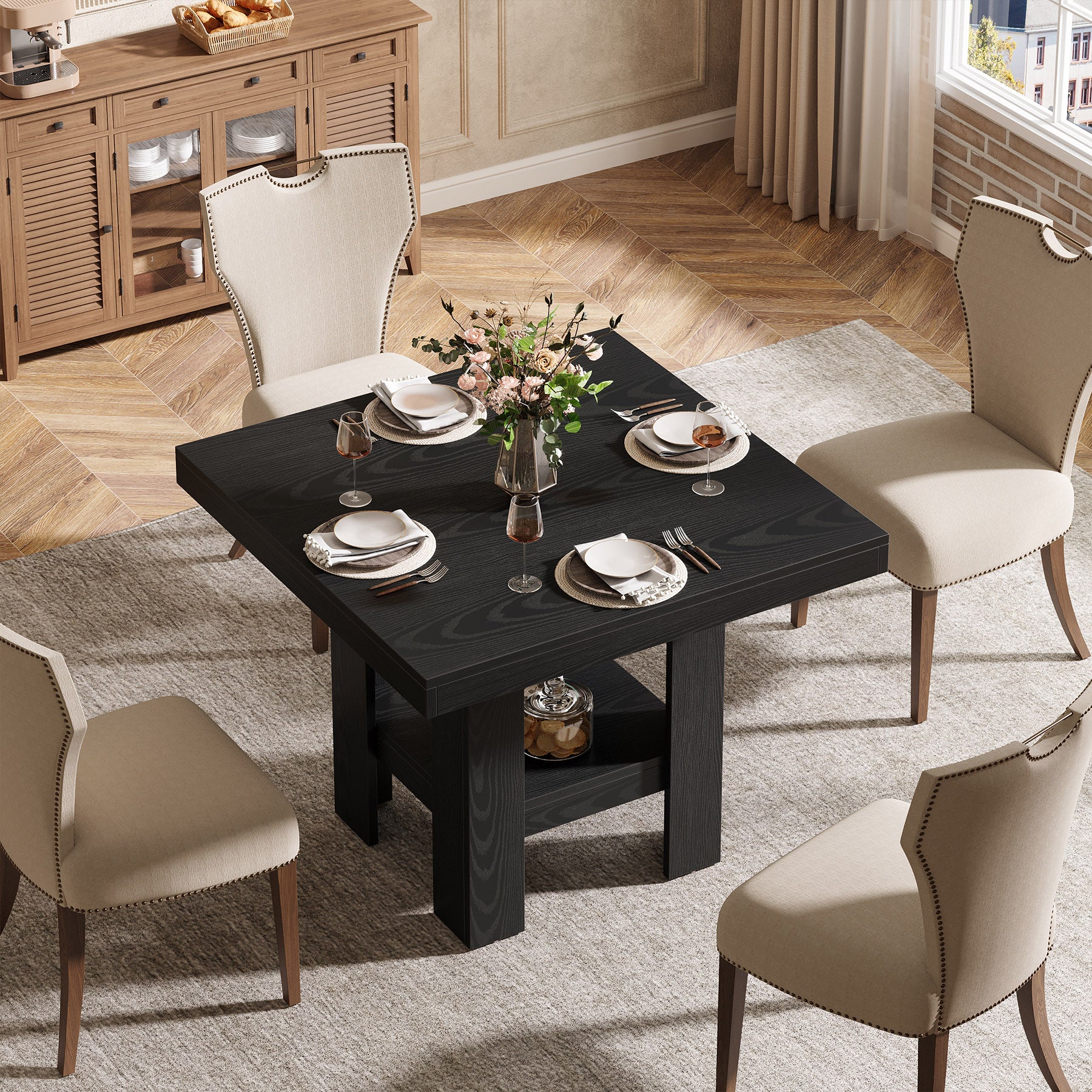 Tribesigns Vierkante Eettafel 80 cm voor 4 Personen