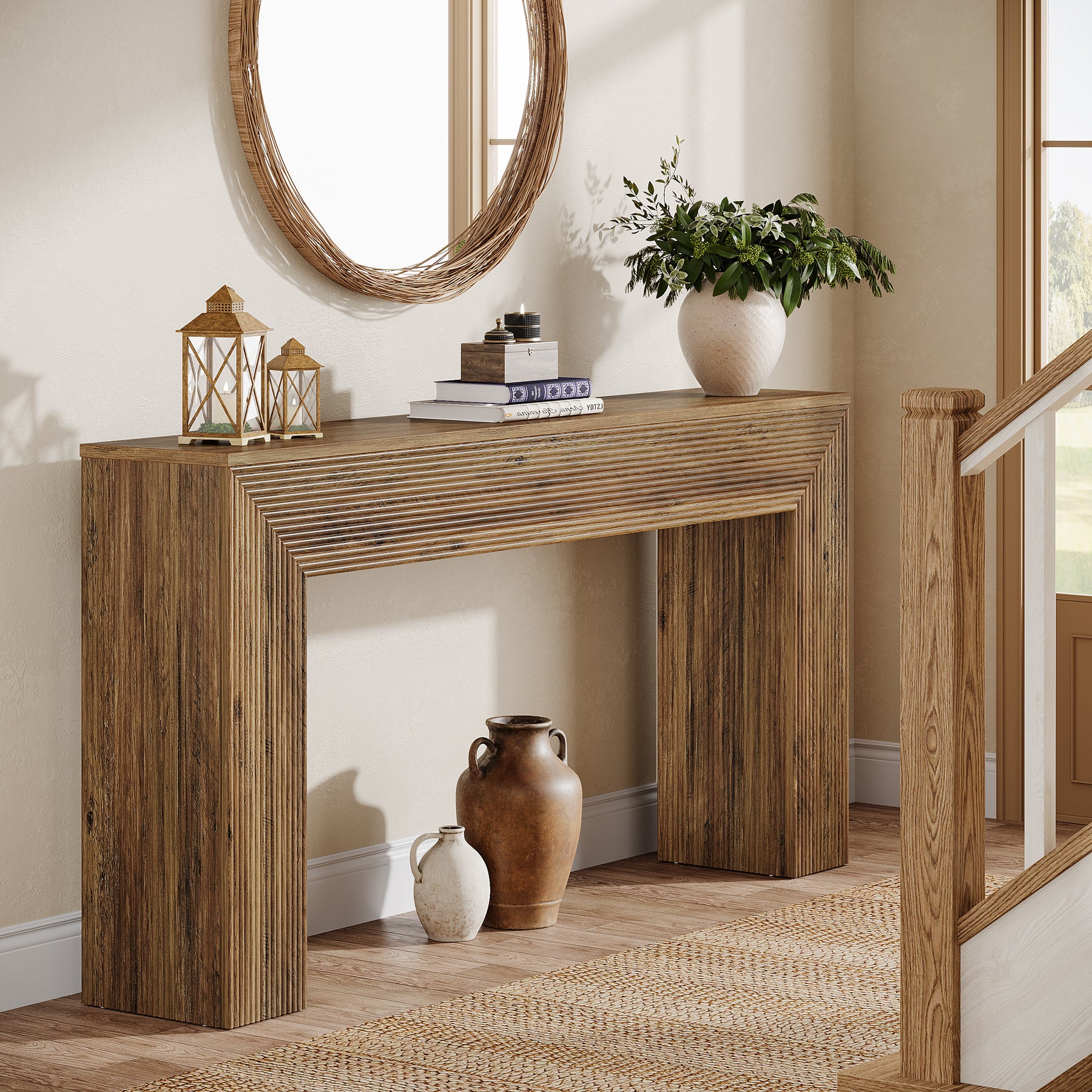 160 cm Industriële Consoletafel in Rustiek Bruin, Lange Haltafel