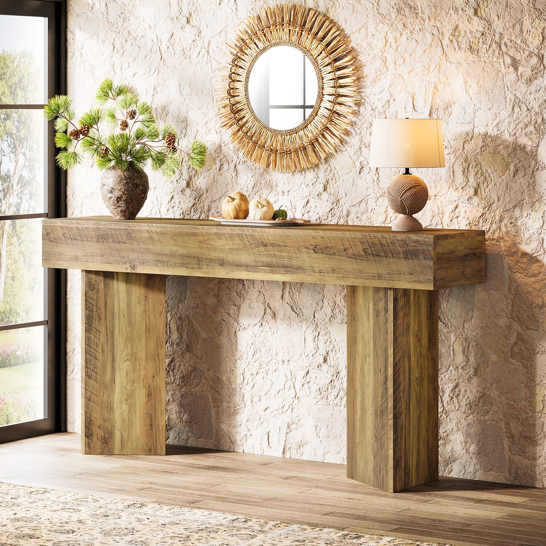 160 cm Smalle Consoletafel voor Entree, Lange Sofa Tafel voor Hal en Woonkamer