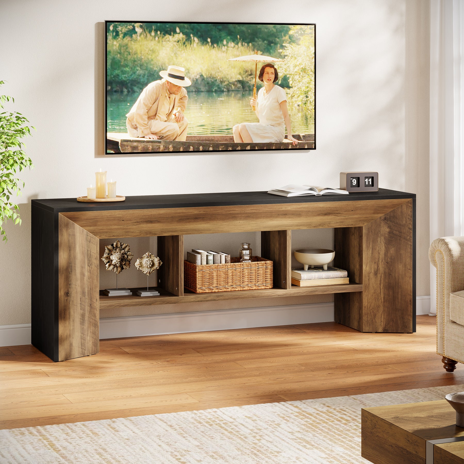 160 cm Tribesigns tv-meubel, 3-vaks mediameubel voor woonkamer