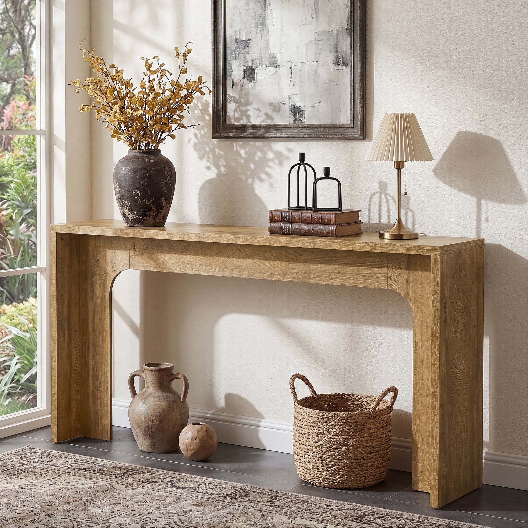 Tribesigns 160 cm Smalle Consoletafel, Moderne Haltafel van Hout