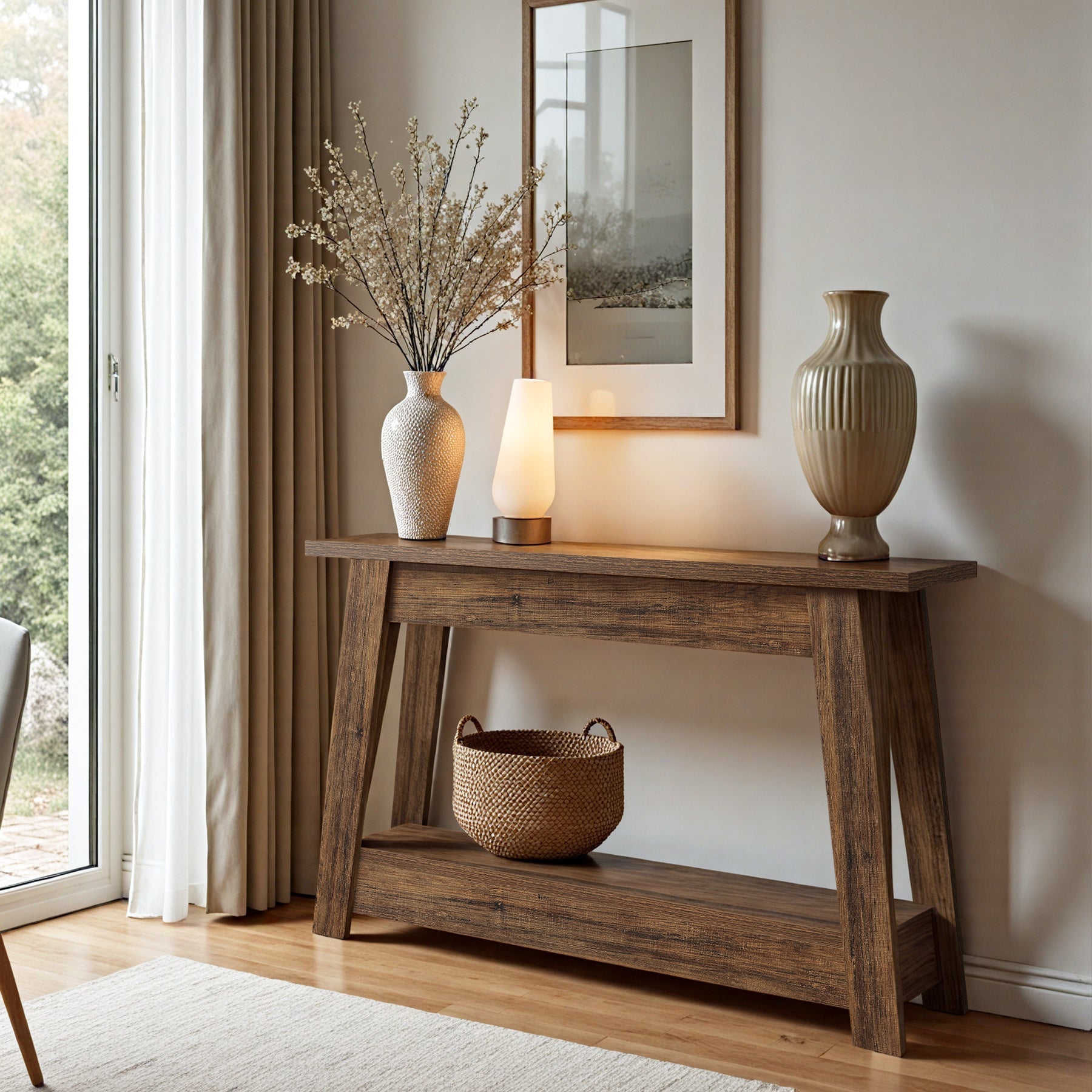 41.3" Console Table, 2 - Tier Farmhouse Sofa Entryway Table with Storage Tribesigns