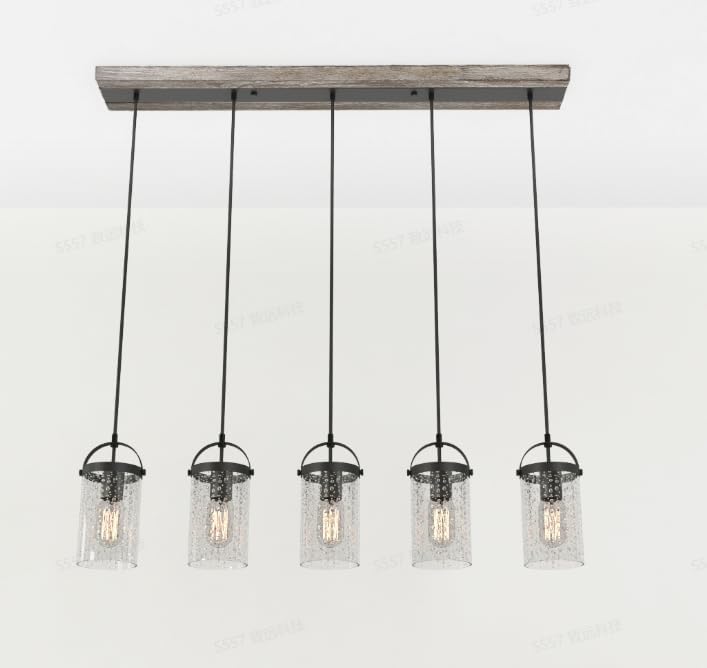 Tribesigns 5-lichts kroonluchter met glazen kappen, landelijke hanglamp voor slaapkamer trap hal en woonkamer