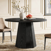 Zwarte Ronde Eettafel, 118 cm met Schuine Staander voor Keuken en Woonkamer 3