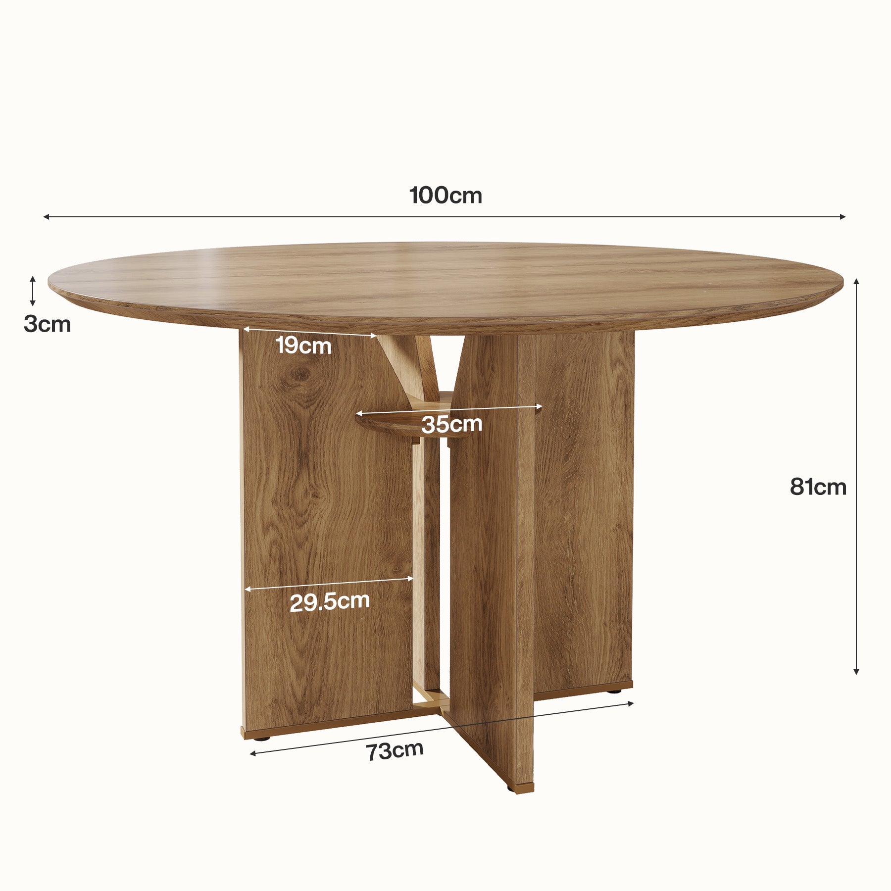 Tribesigns 100 cm Ronde Eettafel, Houten Tafel voor 4 Personen voor Keuken