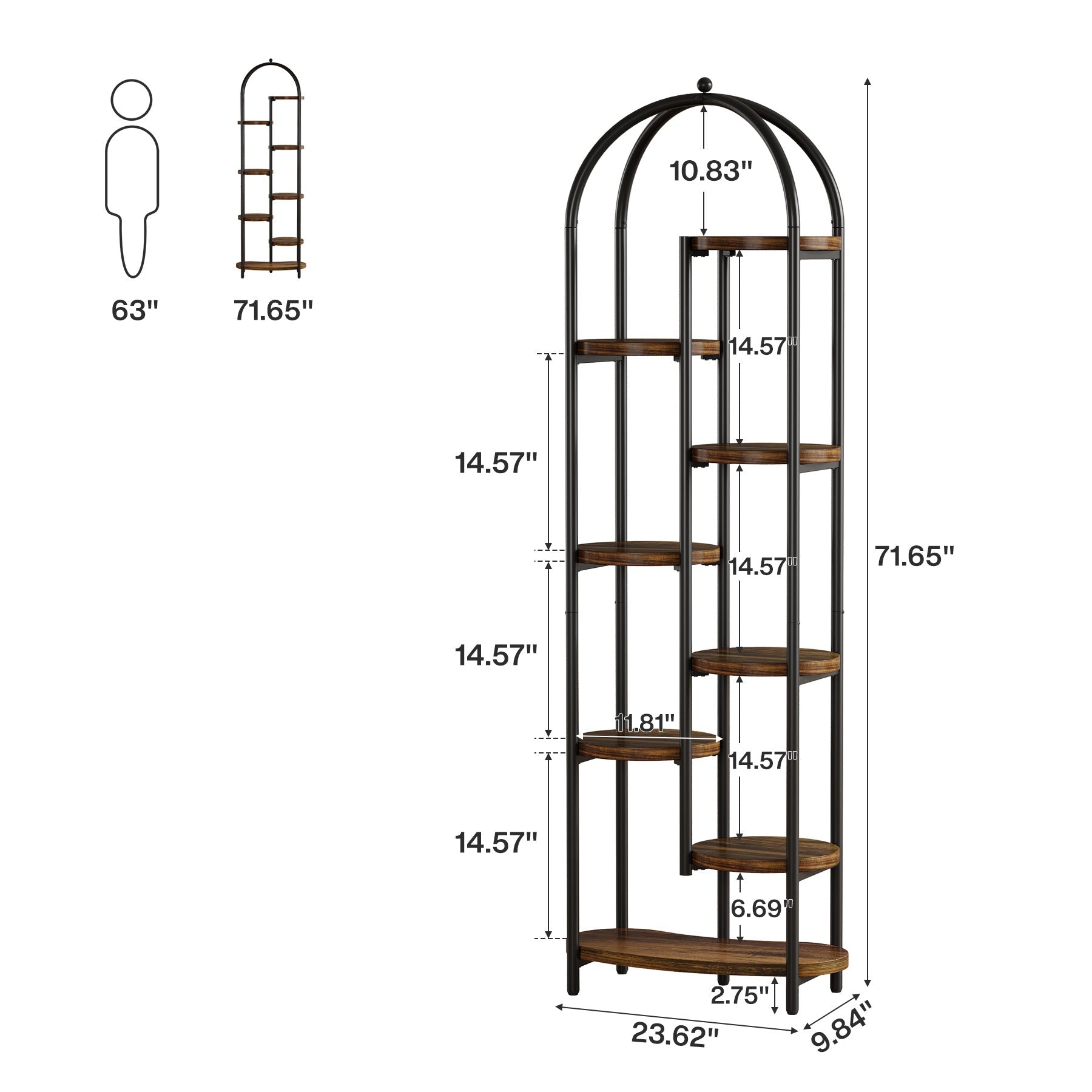 Plantenstandaard 182 cm met 8 legplanken – hoekrek met metalen frame, geschikt voor 10 planten