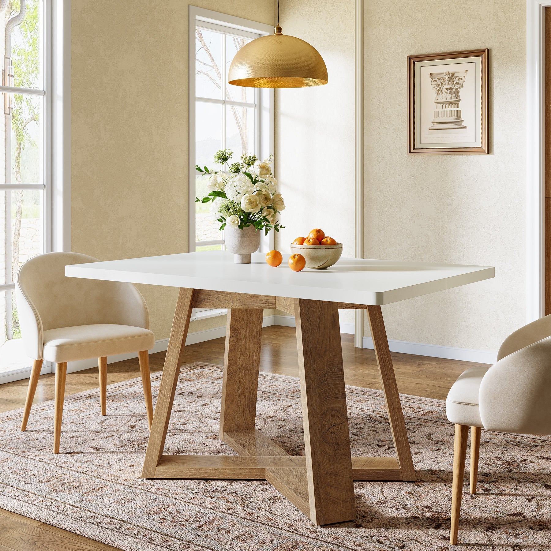 120 cm rechthoekige eettafel, moderne keukentafel voor 4 personen