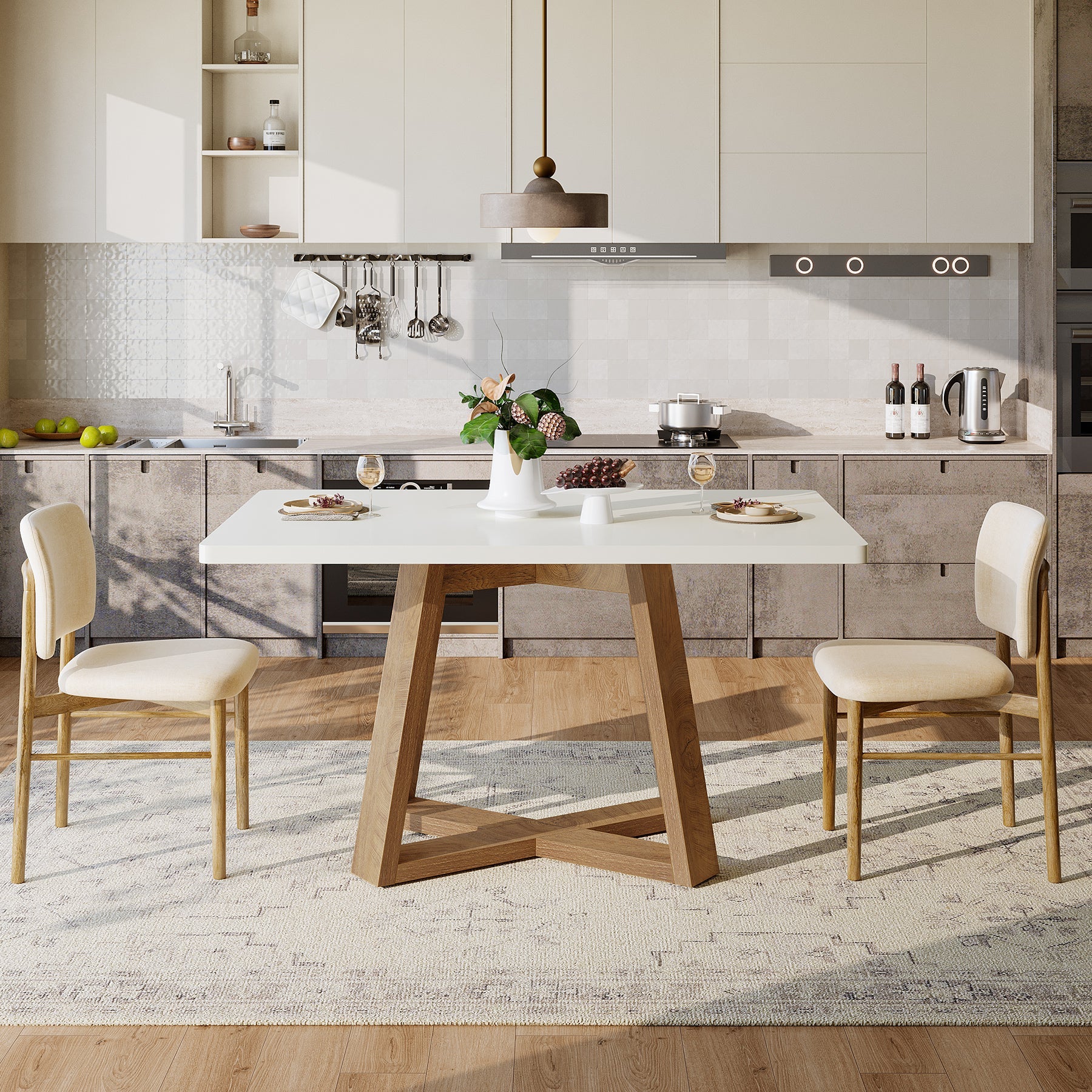 120 cm rechthoekige eettafel, moderne keukentafel voor 4 personen