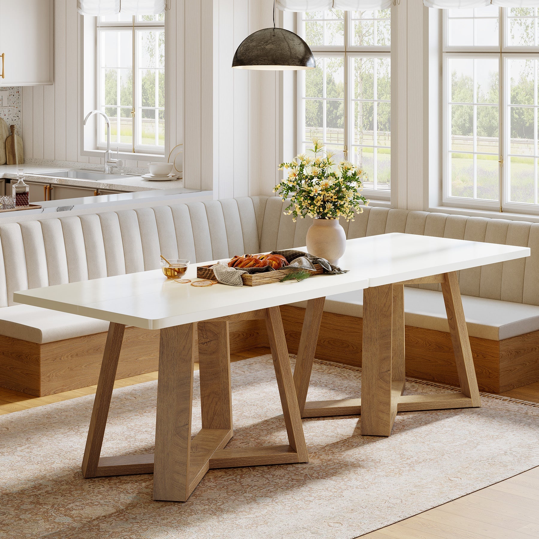 120 cm rechthoekige eettafel, moderne keukentafel voor 4 personen