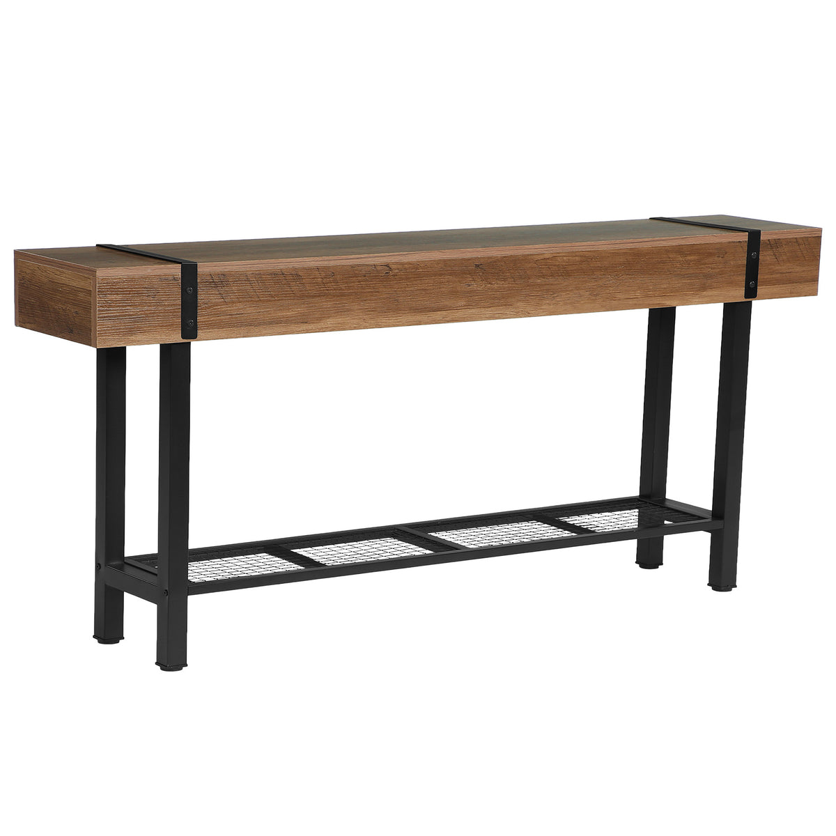 160 cm Tribesigns industriële consoletafel met 2 niveaus, smalle banktafel voor hal en achter de bank