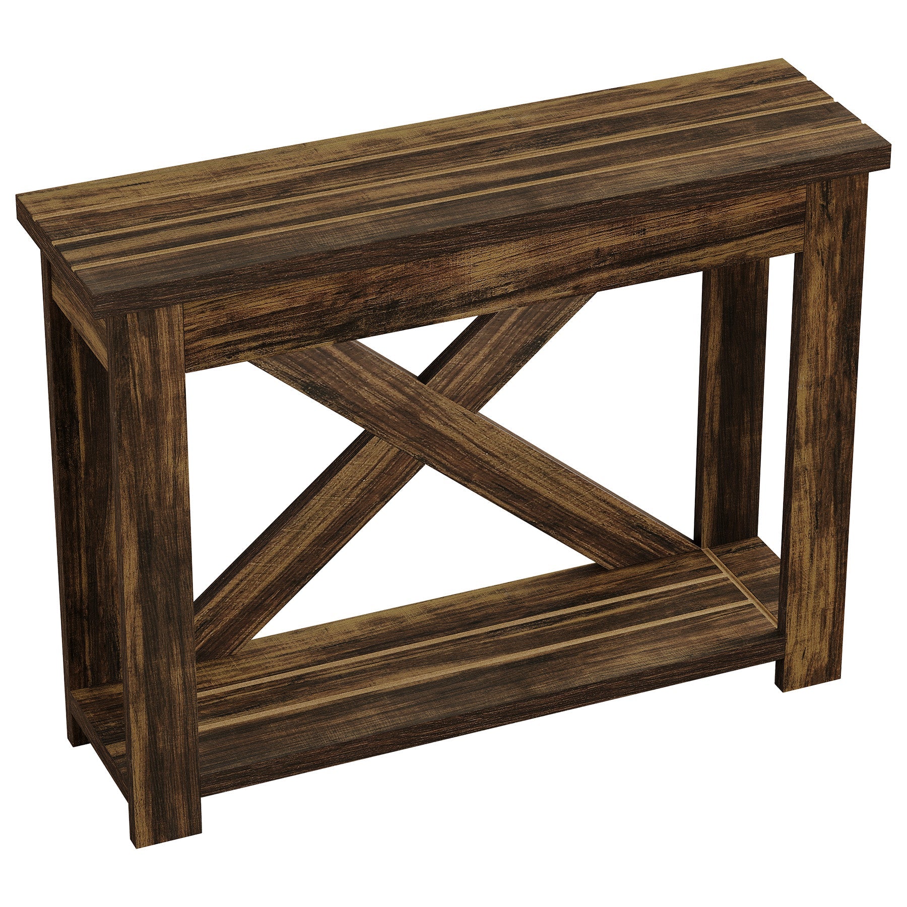 Tribesigns consoletafel 105 cm in landelijke stijl met plank, smalle haltafel met 2 niveaus