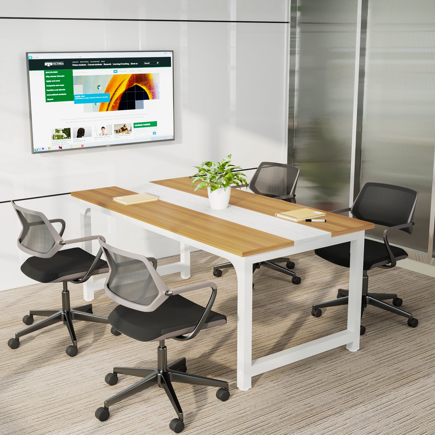 160x80 cm Computerbureau, Ruime Werkplek in Vintage Bruin en Zwart