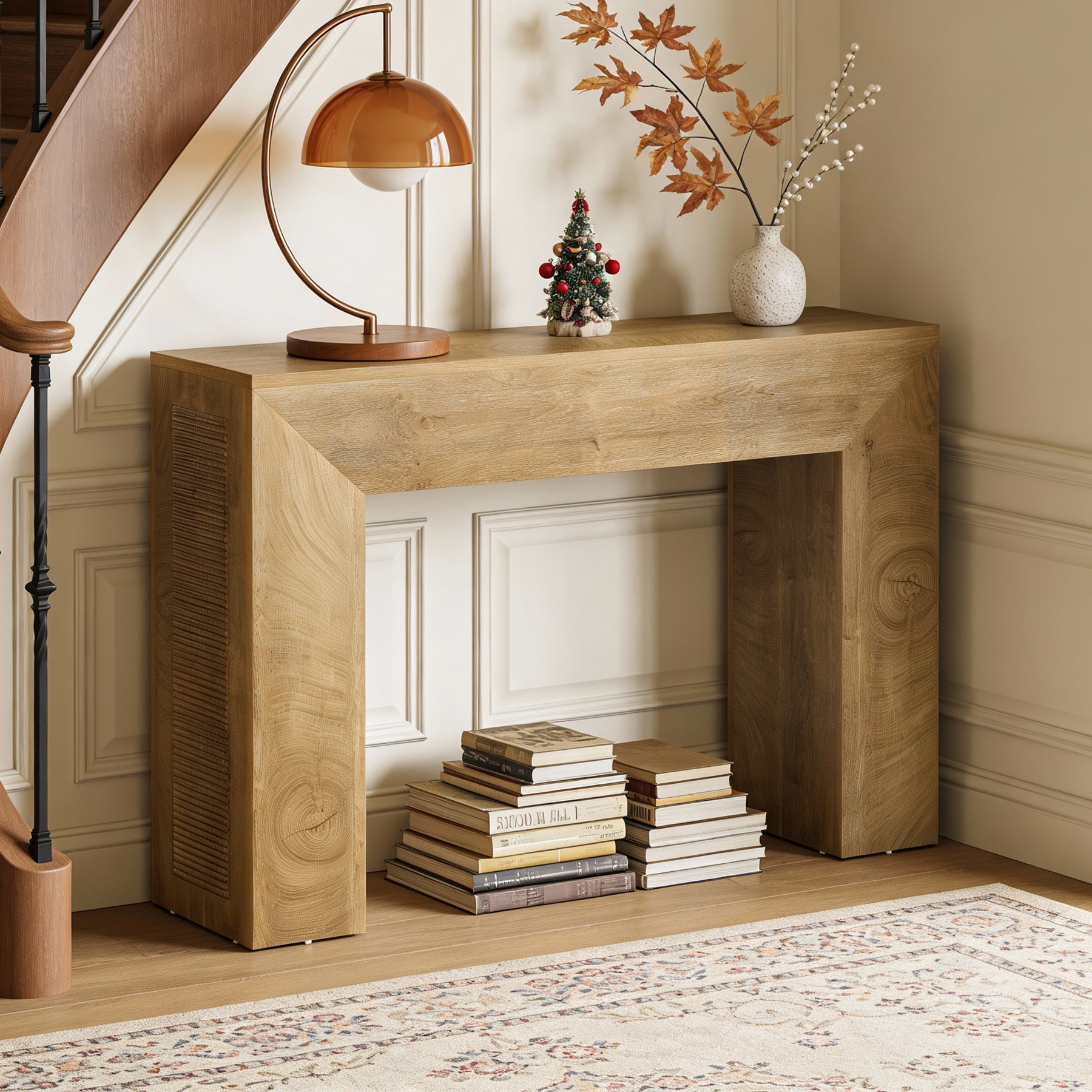 110 cm Console Tafel voor Hal, Kleine Farmhouse Sofa Tafel met Geprofileerd Ontwerp